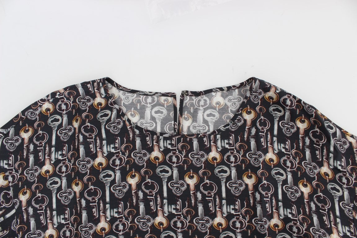 Dolce &amp; Gabbana Тениска с копринена блуза в сиво злато и ключове