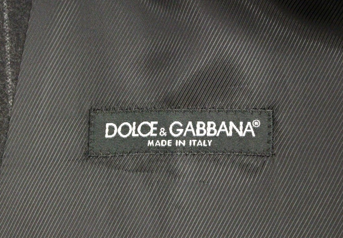Dolce &amp; Gabbana сива вълнена жилетка с лого на райета