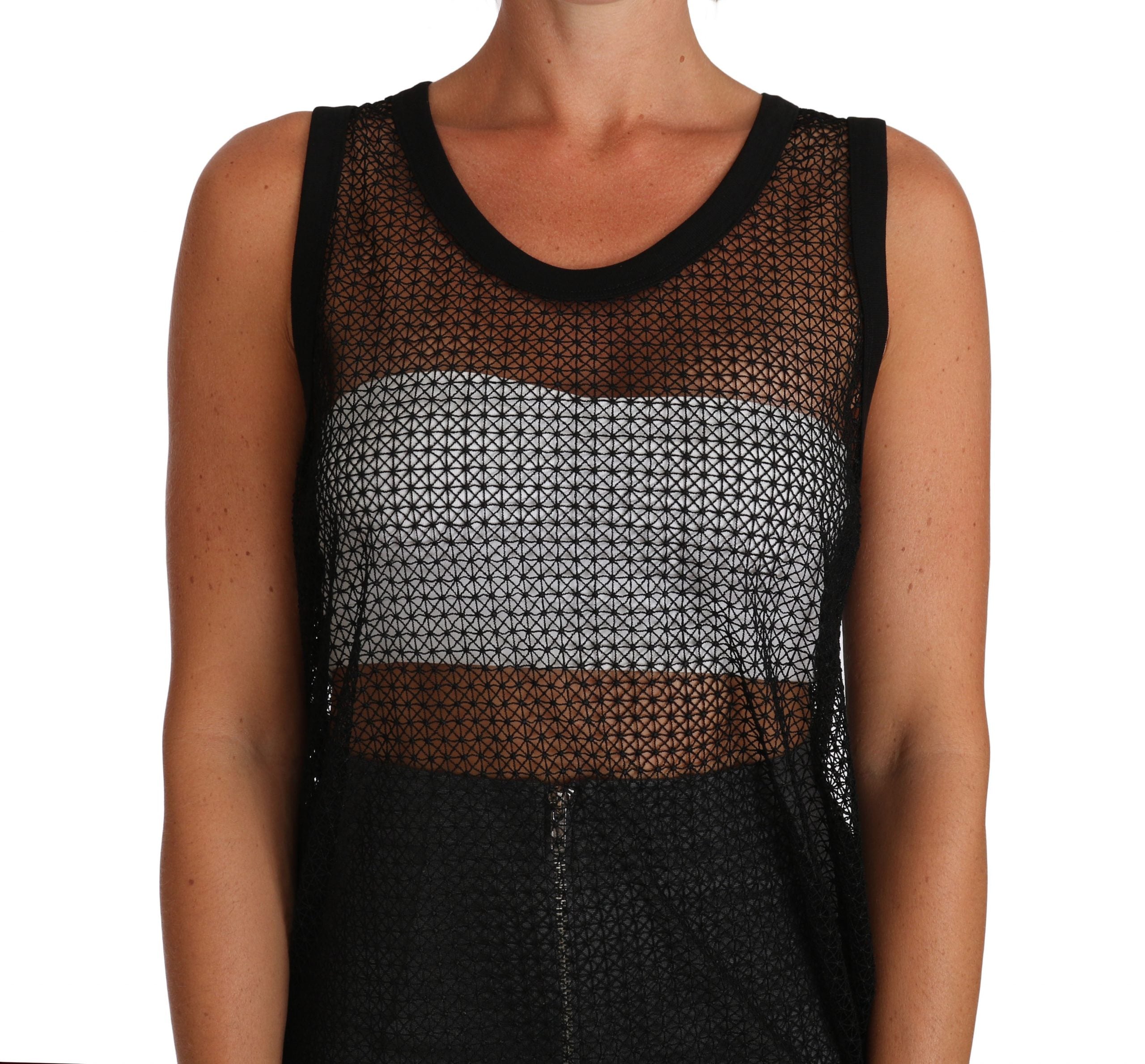 Черна мрежеста тениска с прозрачна блуза Dolce &amp; Gabbana