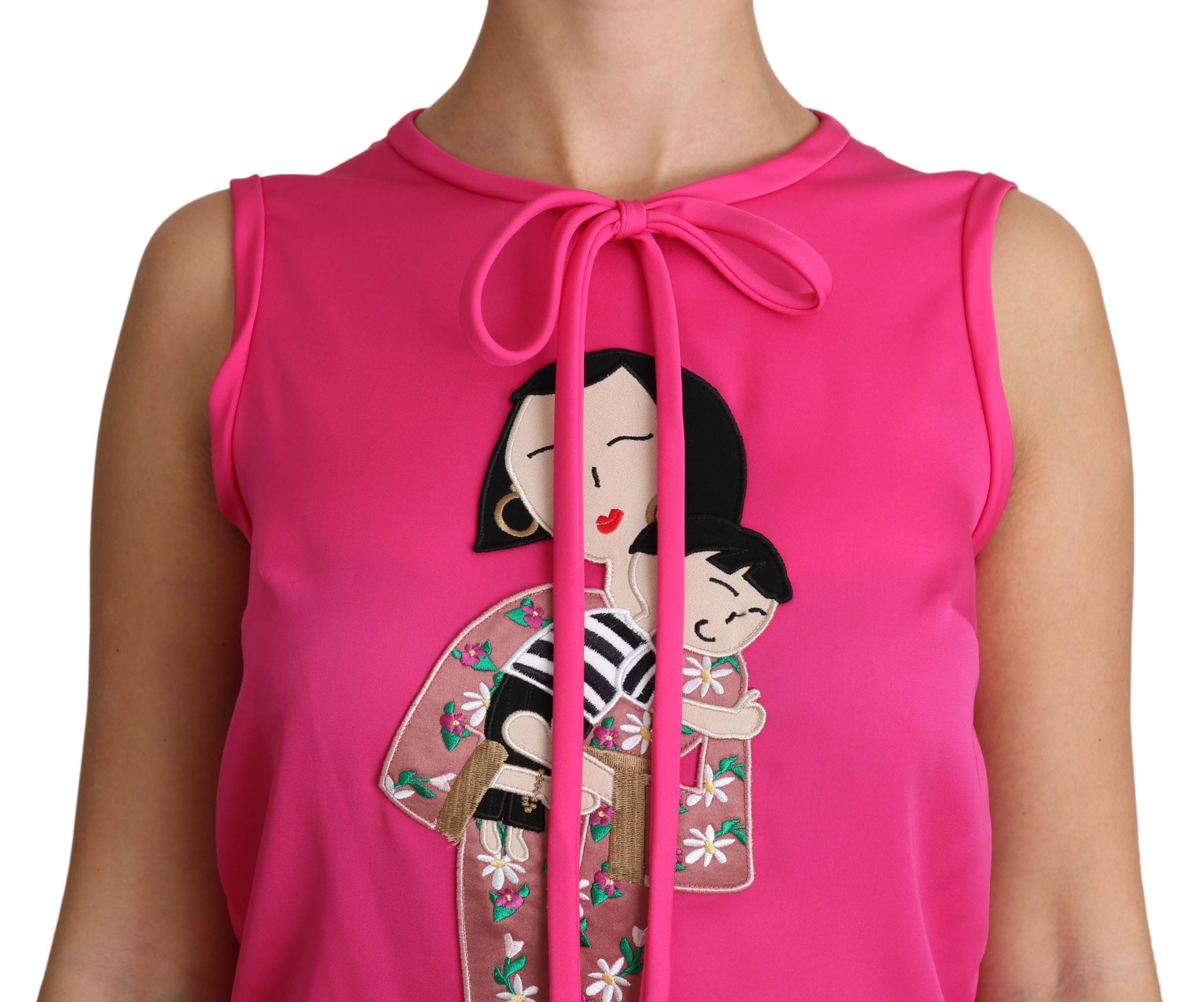 Dolce &amp; Gabbana Pink Family Silk Tank Mama Blouse Top Shirt