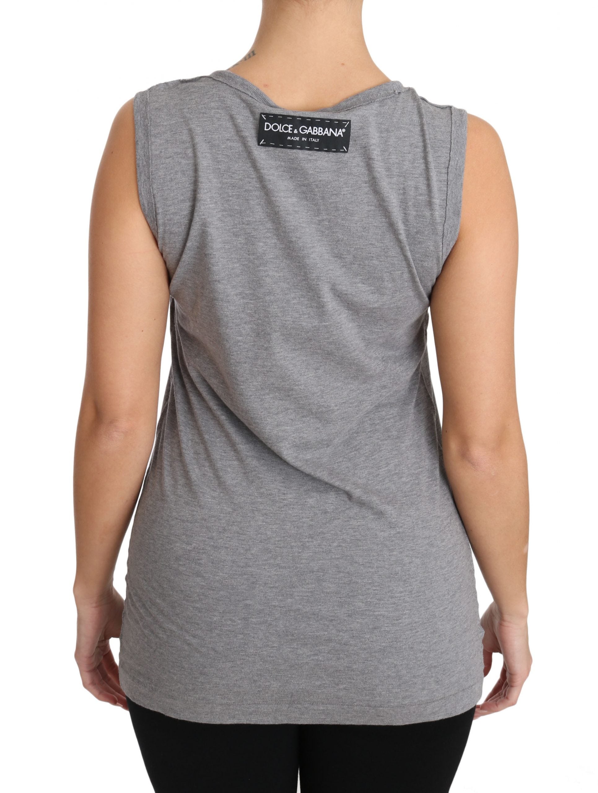 Dolce & Gabbana Sequined Heart Tank Top in Gray