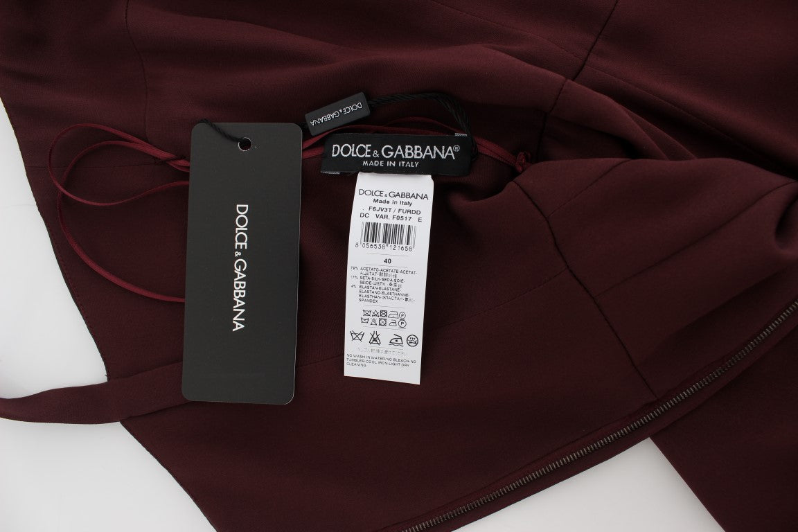 Dolce &amp; Gabbana Bordeaux еластична дълга рокля-калъф