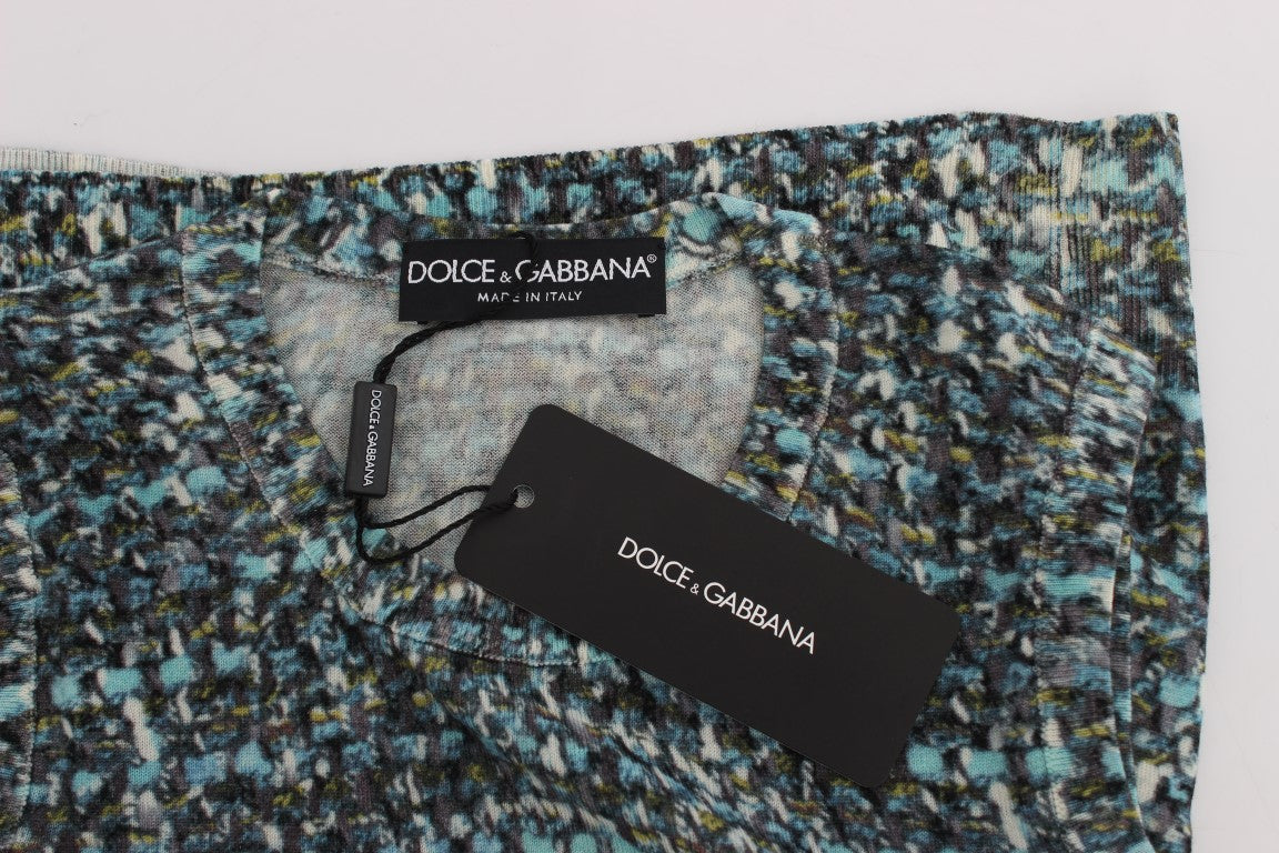 Син вълнен пуловер Dolce &amp; Gabbana без ръкави