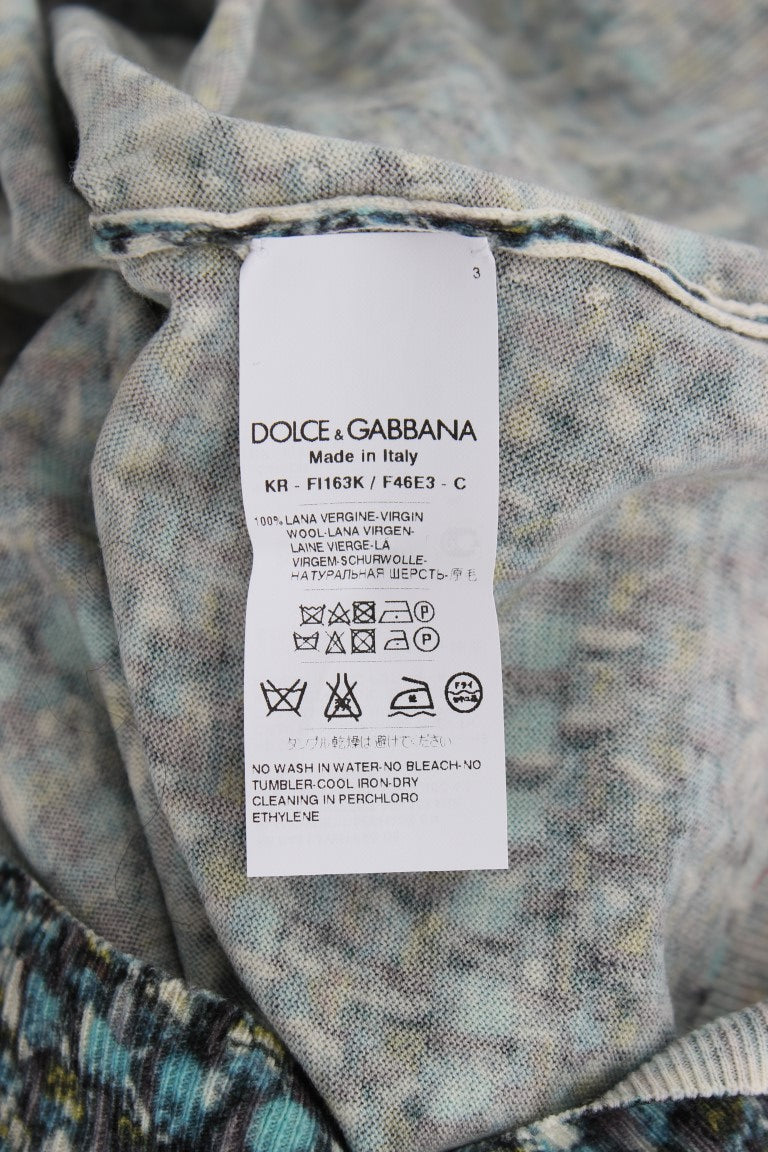 Син вълнен пуловер Dolce &amp; Gabbana без ръкави