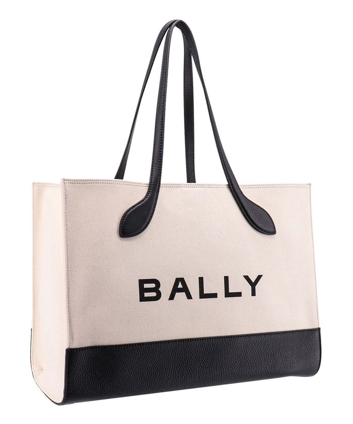 Бяла и черна кожена чанта през рамо Bally