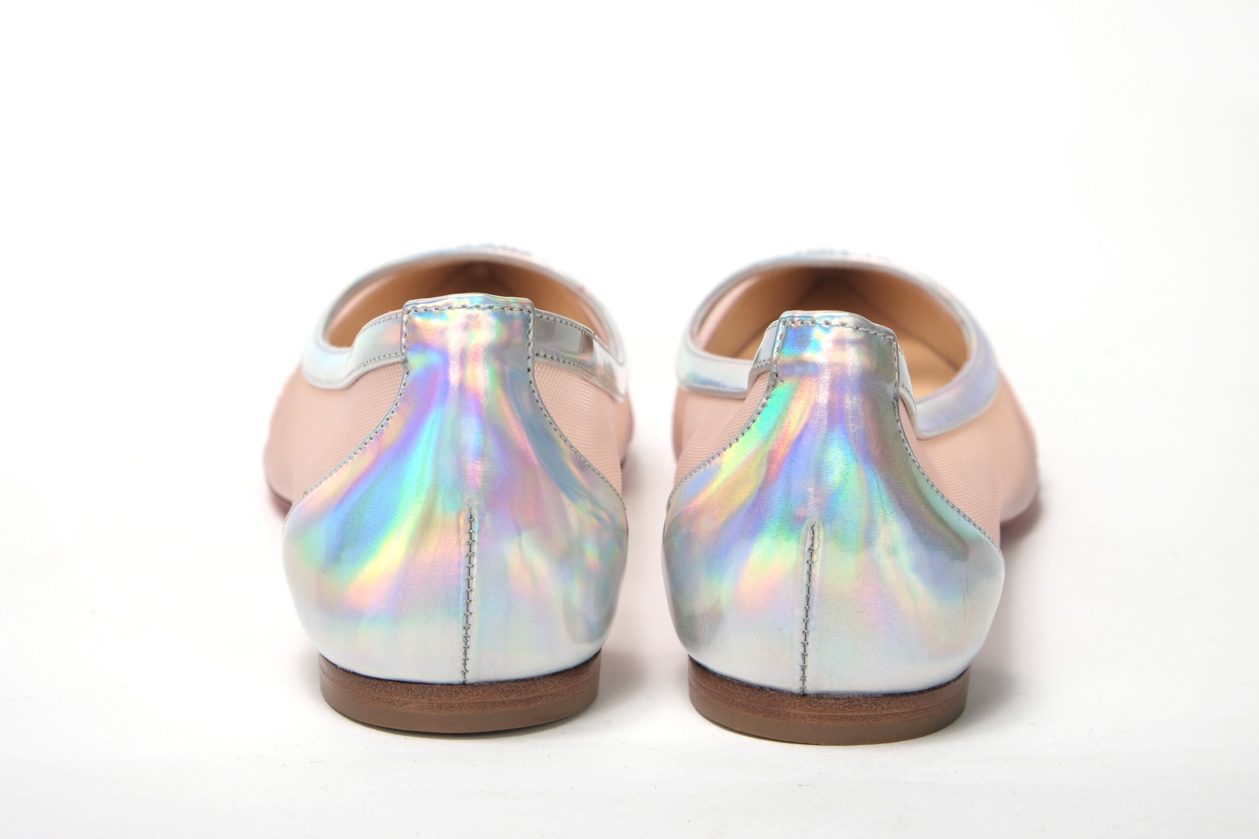 Обувка Christian Louboutin Silver Rose Flat Point Crystal Toe