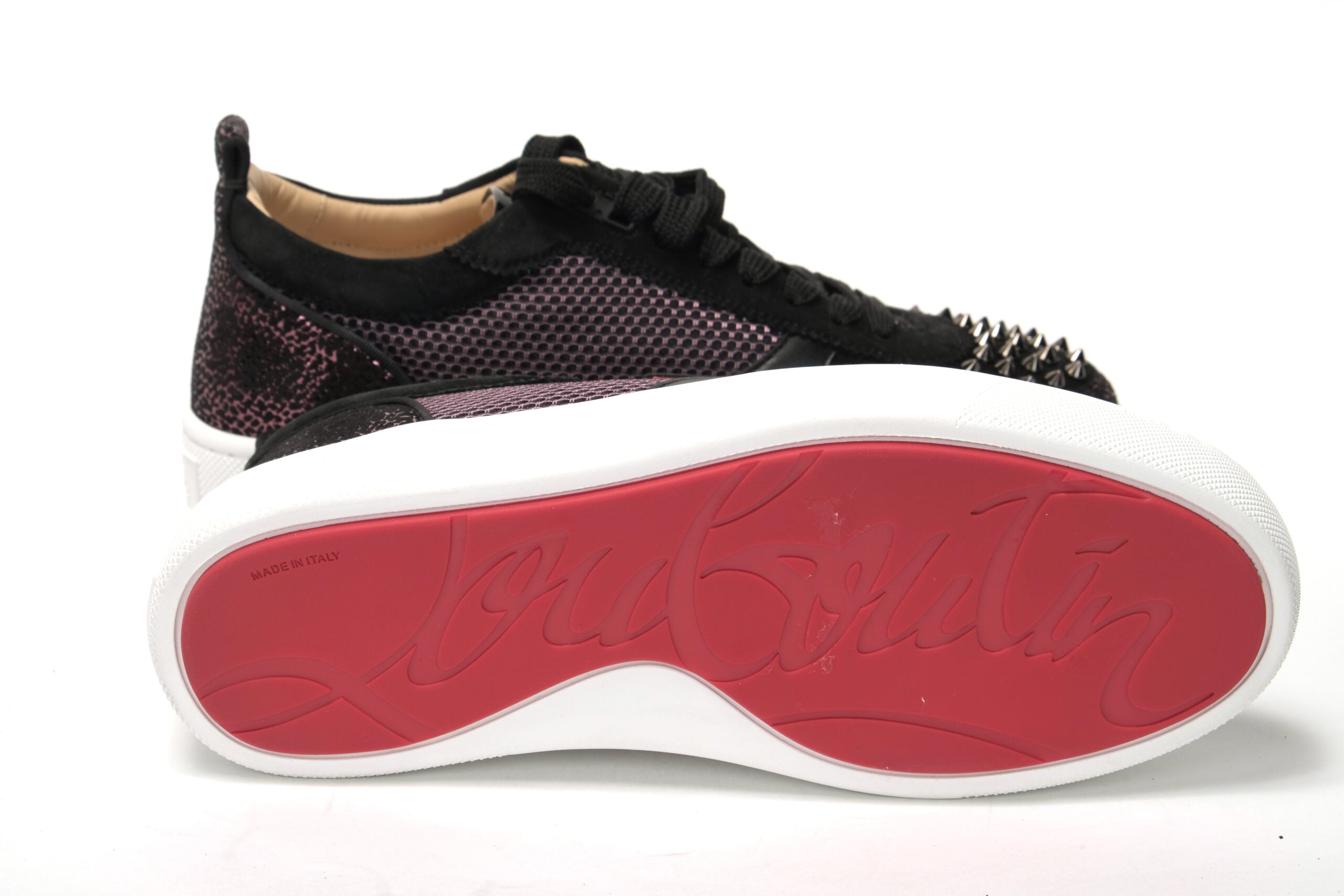 Черни плоски обувки Happy Rui Spikes Version на Christian Louboutin