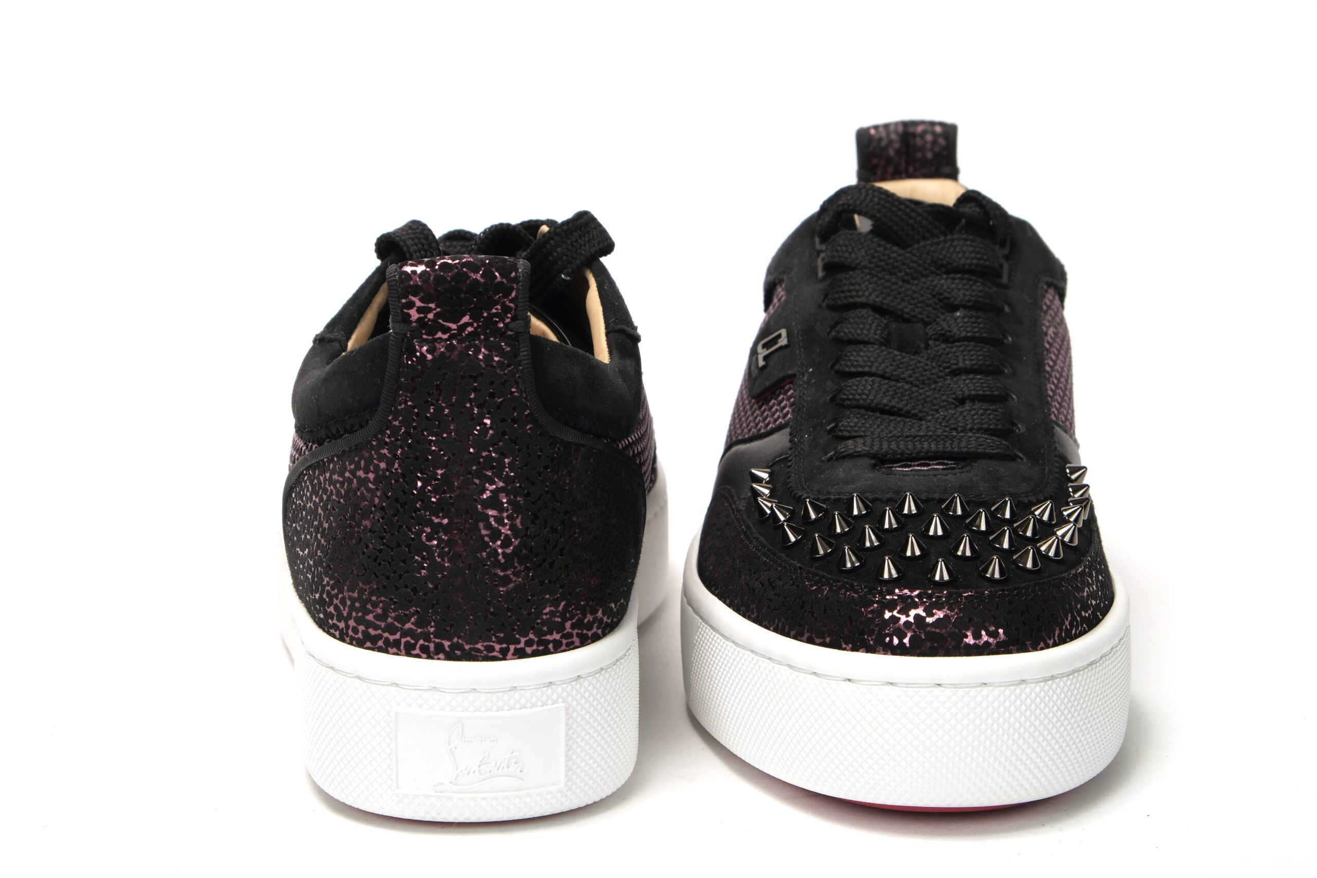 Черни плоски обувки Happy Rui Spikes Version на Christian Louboutin