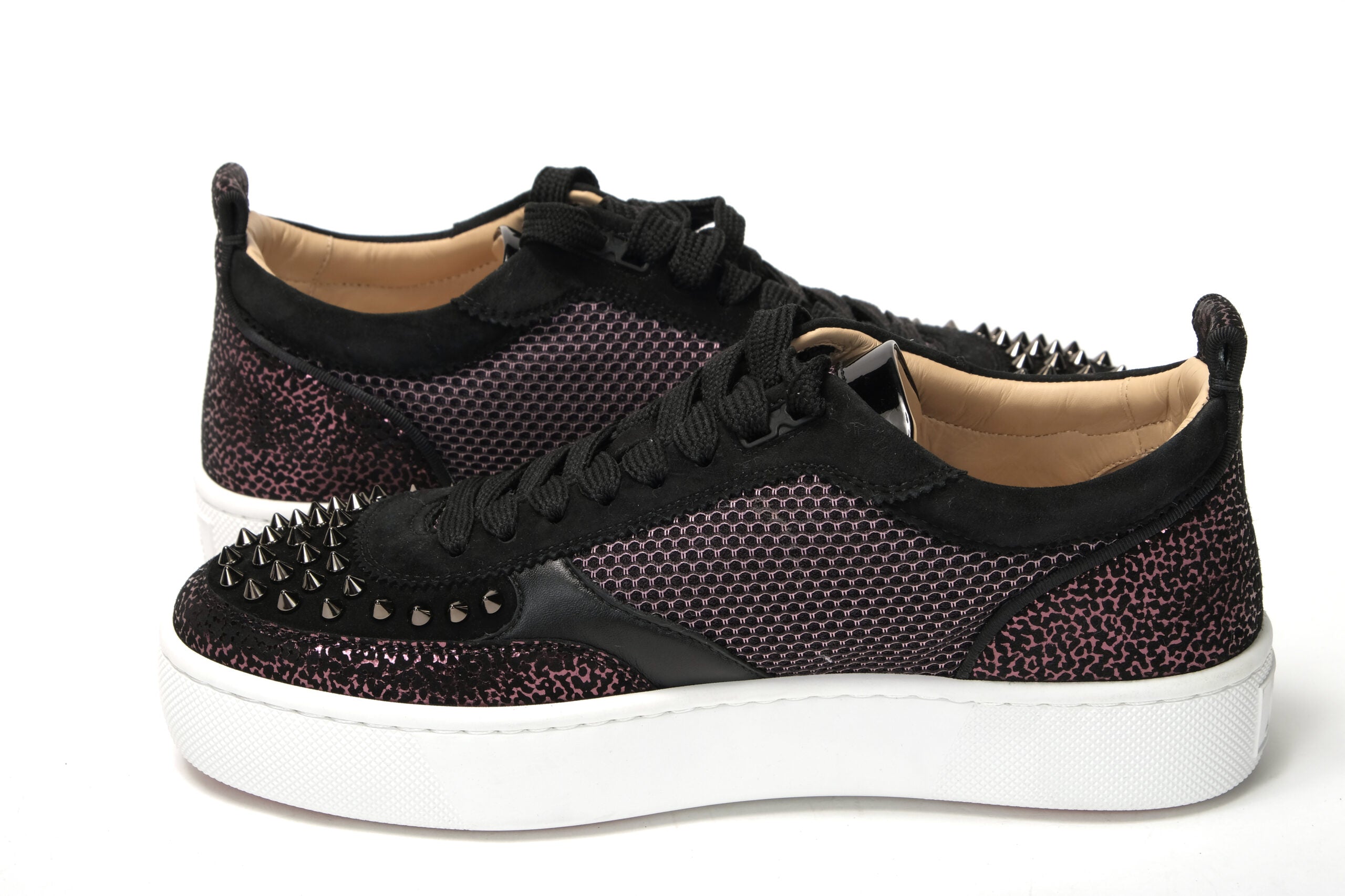 Черни плоски обувки Happy Rui Spikes Version на Christian Louboutin