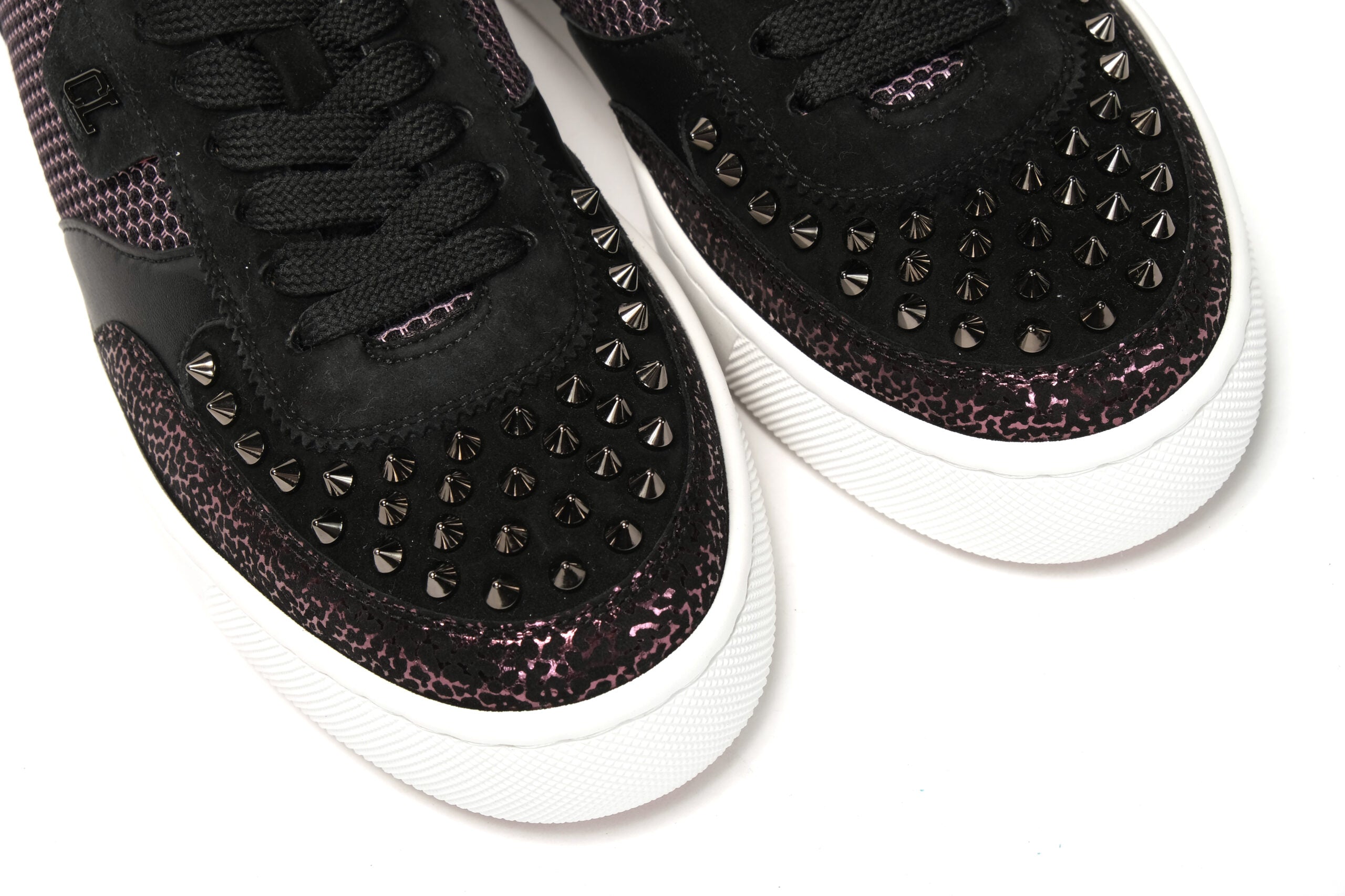 Черни плоски обувки Happy Rui Spikes Version на Christian Louboutin
