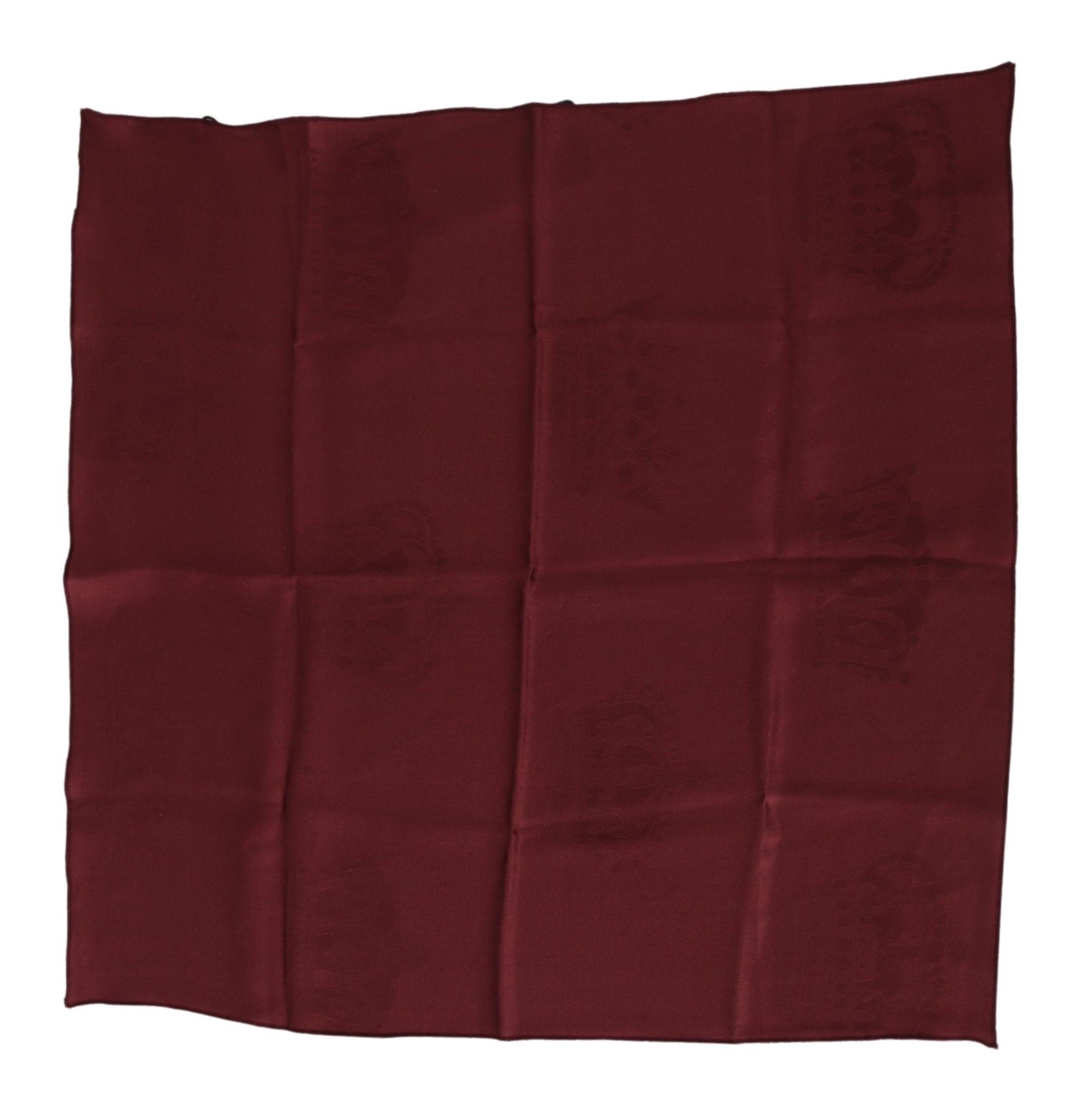 Dolce &amp; Gabbana Maroon Silk Crown Square Wrap носна кърпичка
