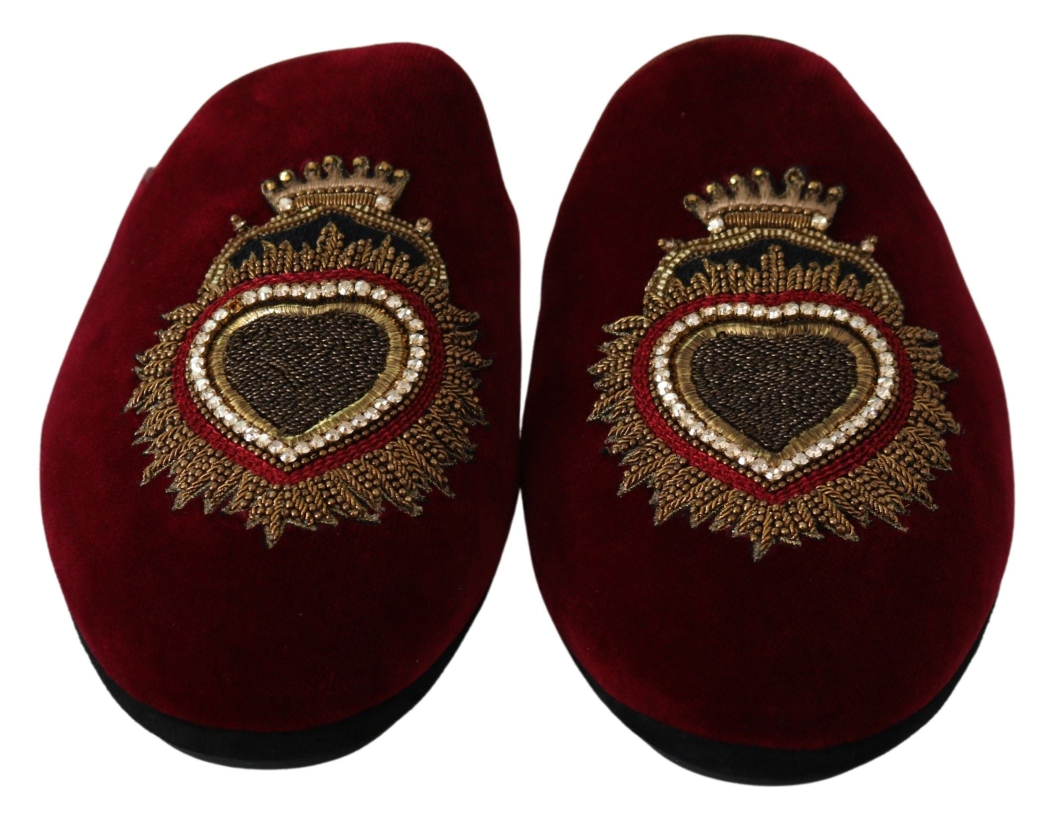 Обувки Dolce &amp; Gabbana Red Velvet Sacred Heart Embroidery Slides