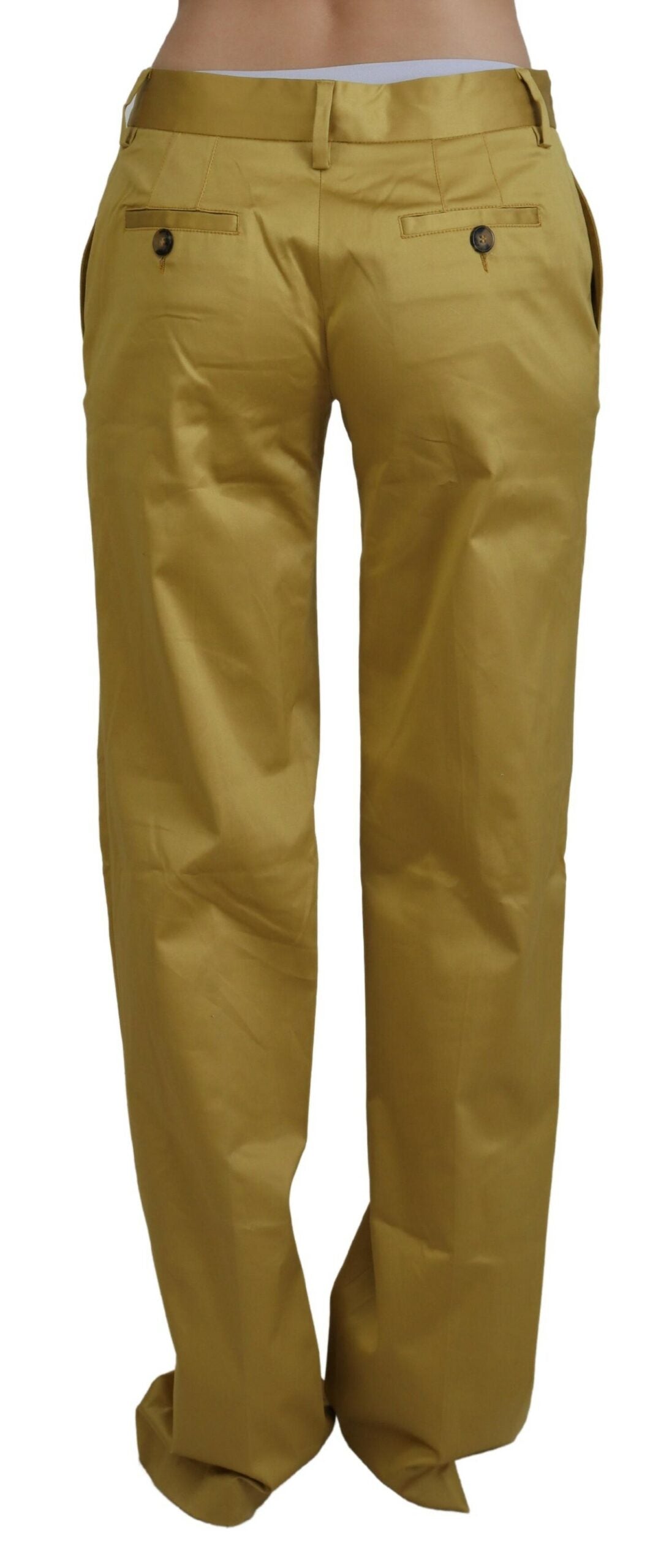Дамски панталон Just Cavalli Gold Cotton със средна талия