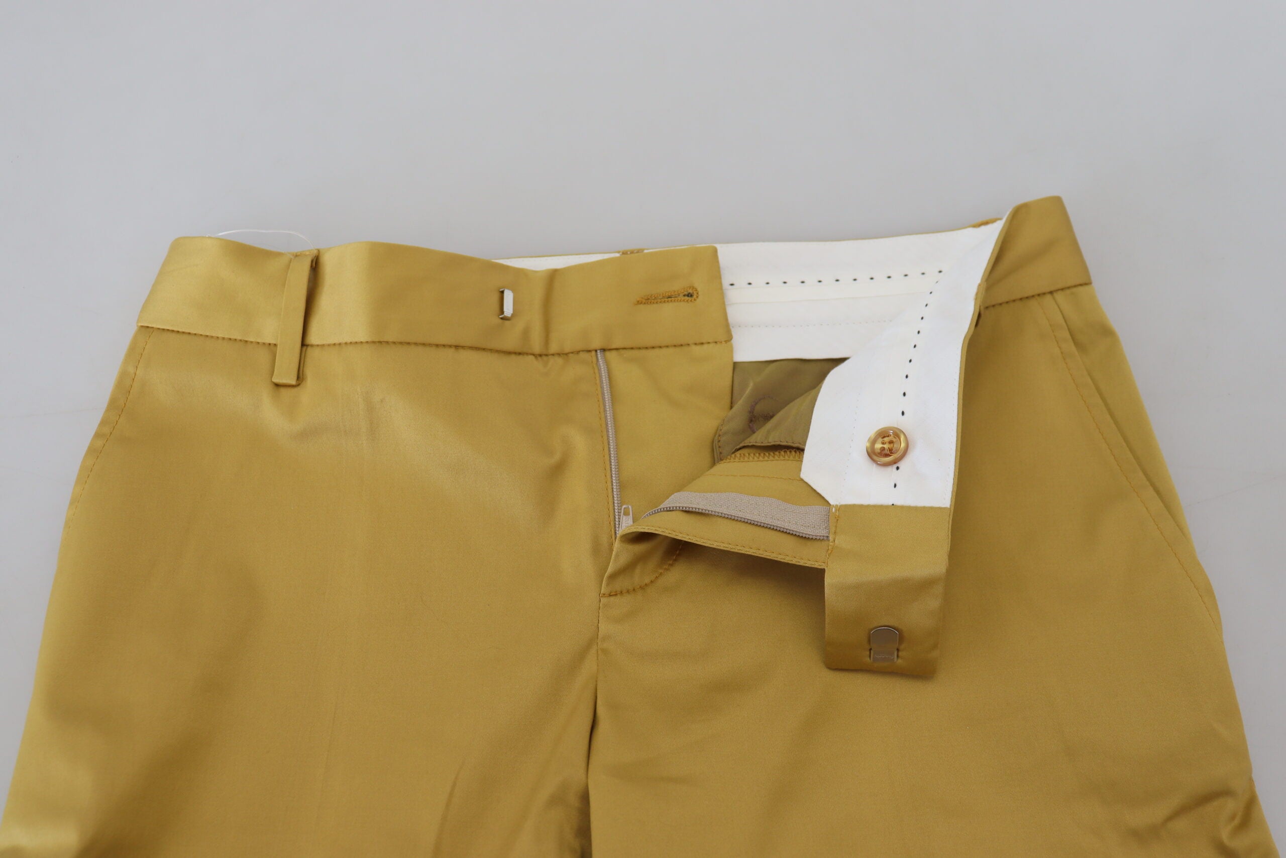 Дамски панталон Just Cavalli Gold Cotton със средна талия