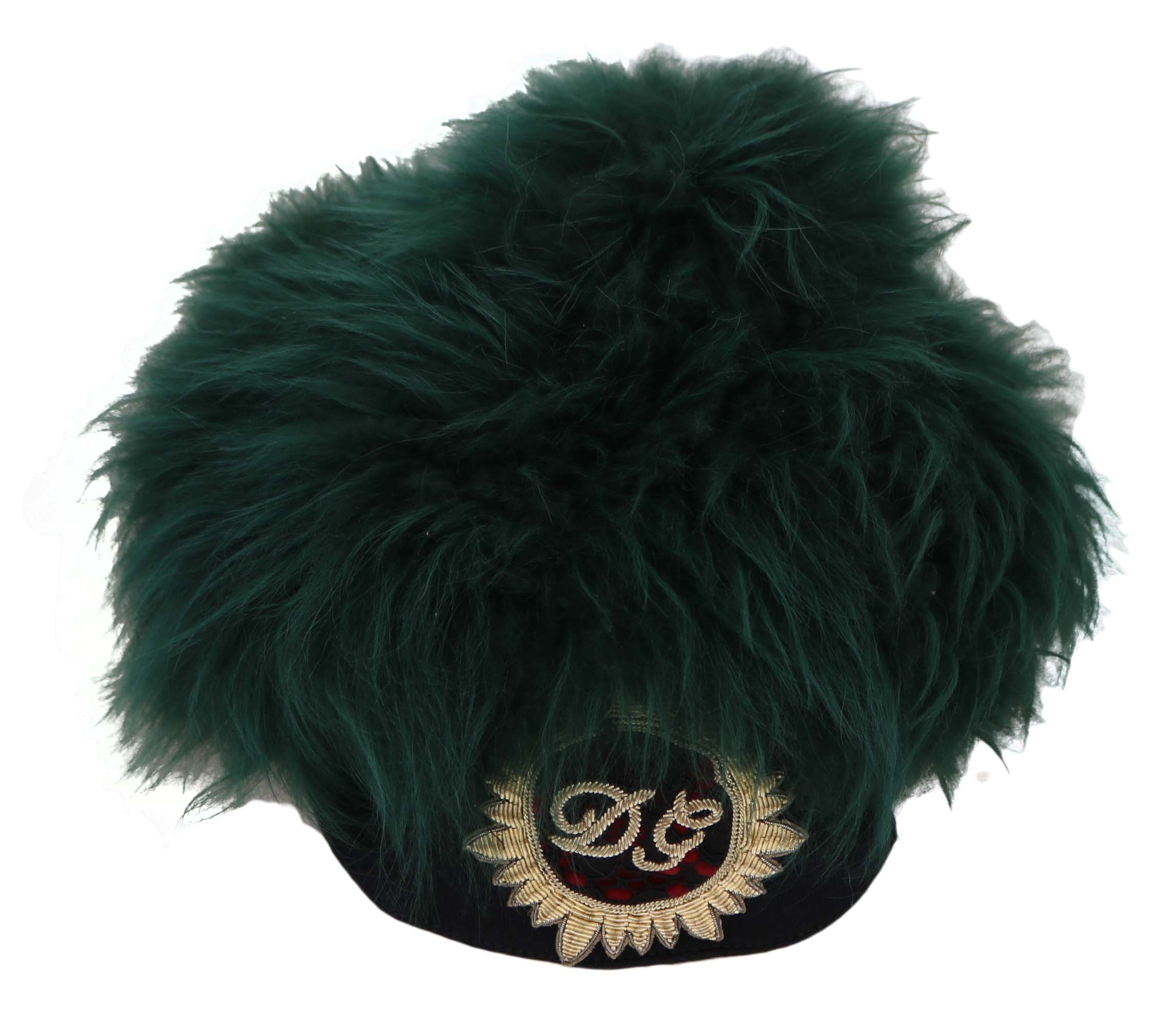 Dolce &amp; Gabbana Green Fur DG лого бродирана клош шапка