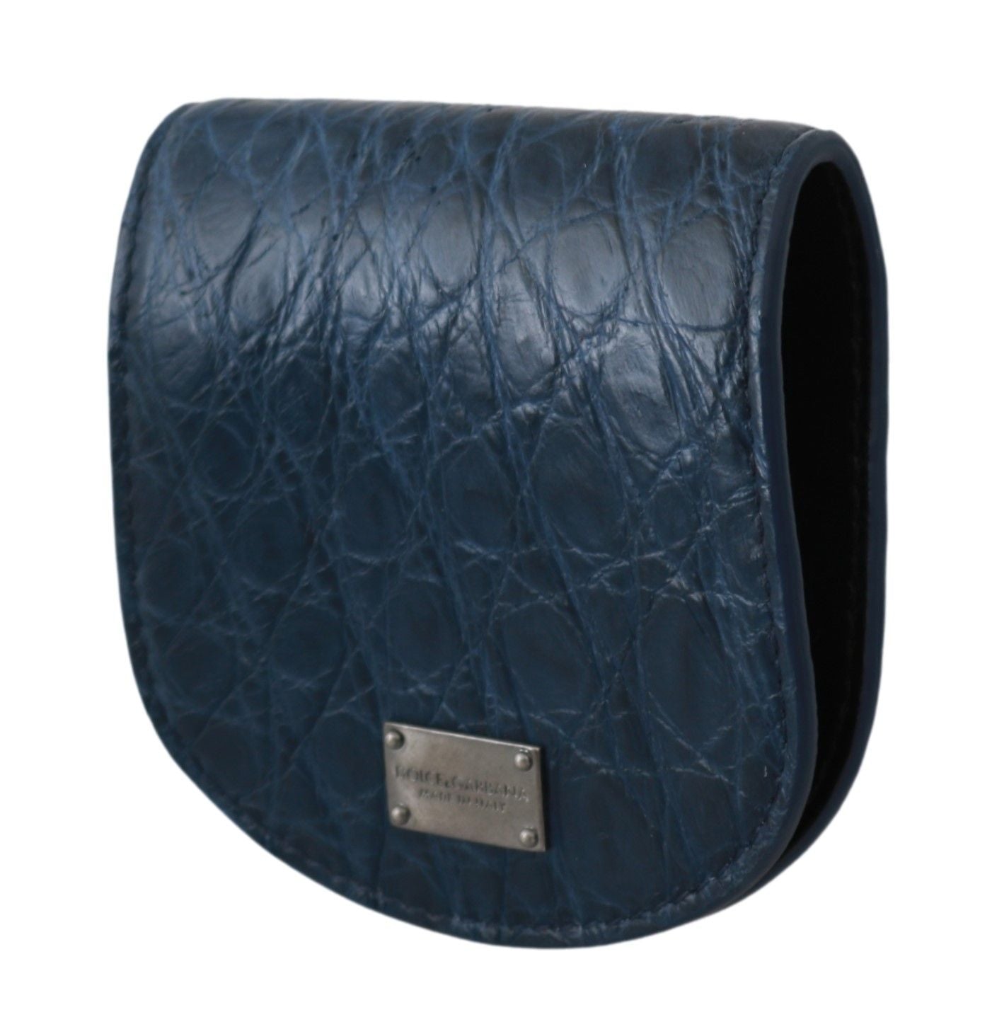 Dolce &amp; Gabbana Blue Holder Pocket Wallet Blue Exotic Skin Condom Case