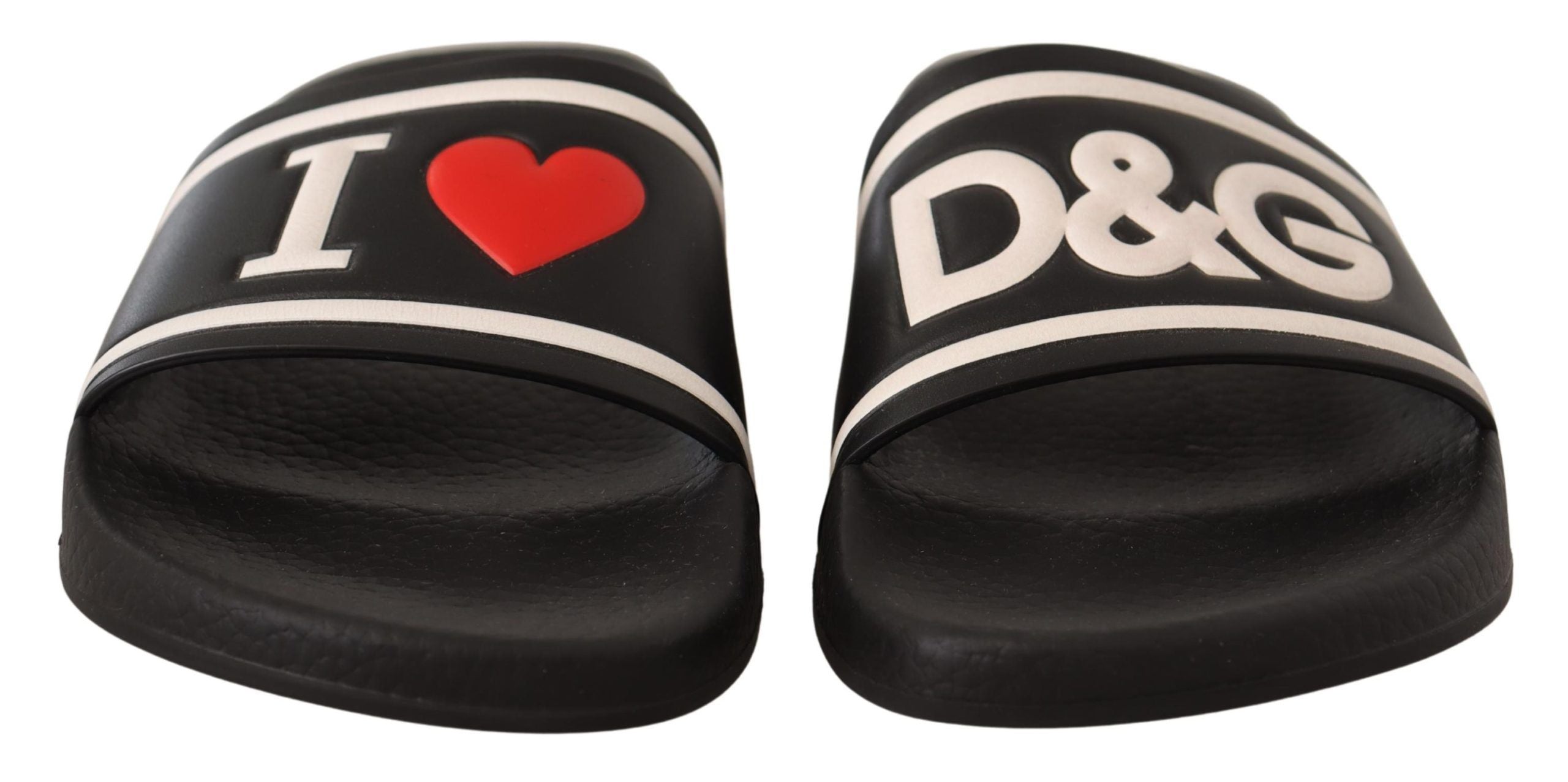 Черни кожени сандали Dolce &amp; Gabbana I Love D&amp;G Slides