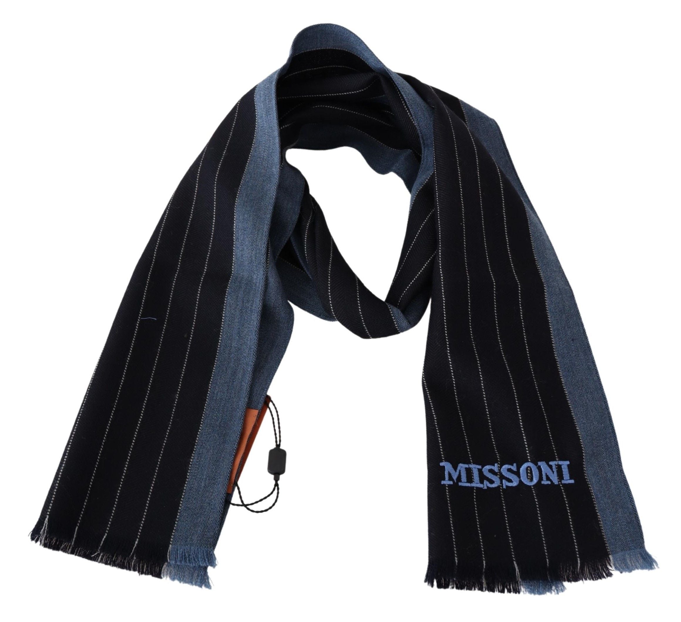 Шал Missoni Black Blue Striped Wool Unisex Wrap