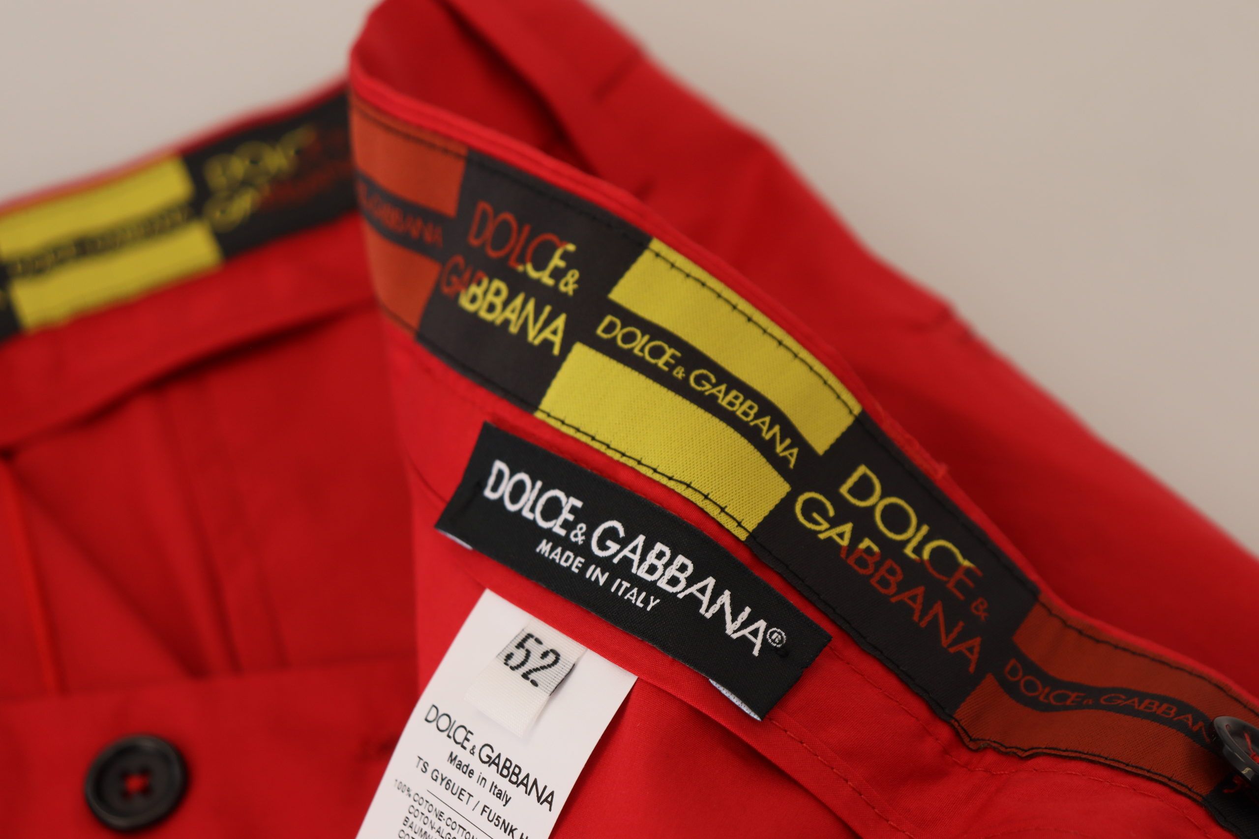Dolce & Gabbana Elegant Slim Fit Crimson Chinos