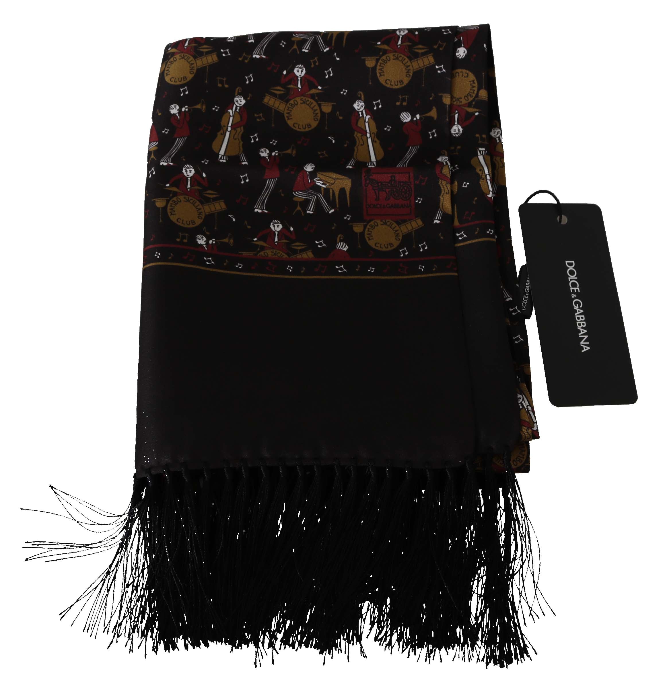 Кафяв мъжки шал Dolce &amp; Gabbana Musicians Print