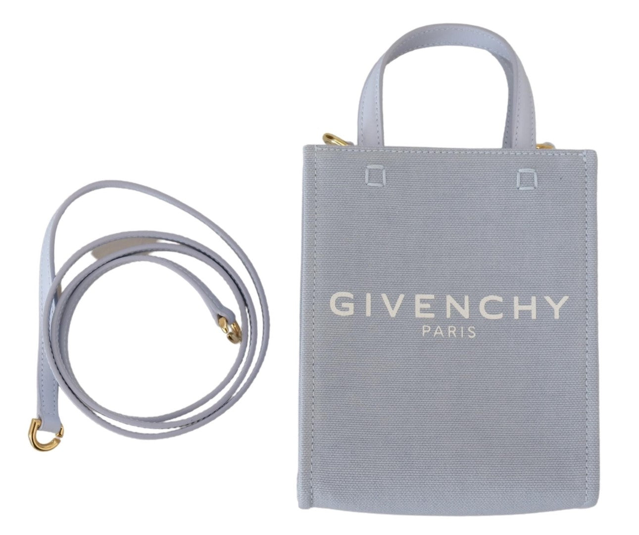 Givenchy Blue Coated Canvas Vertical Cloud Мини чанта през рамо