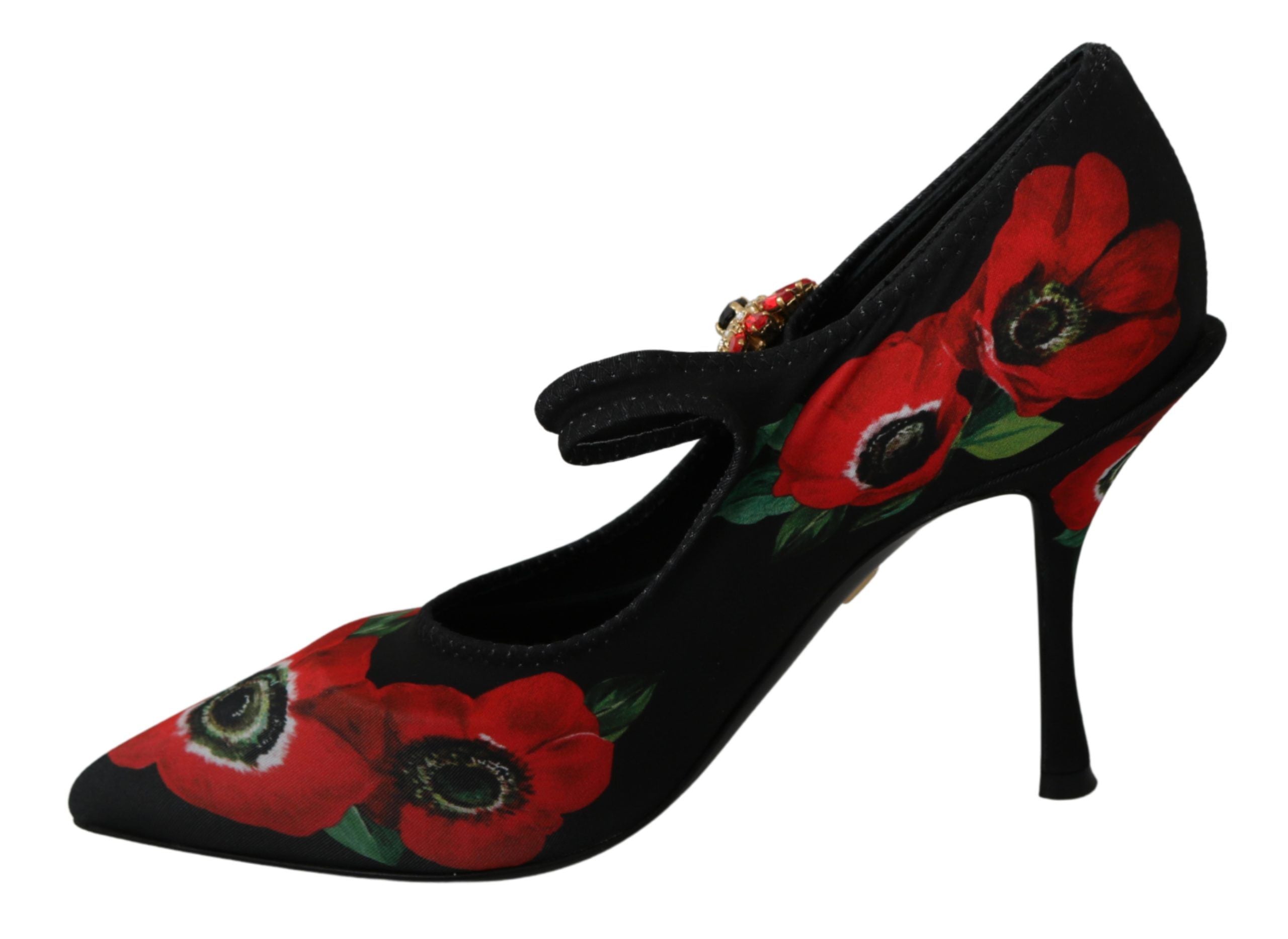 Dolce &amp; Gabbana черни червени флорални обувки Mary Janes