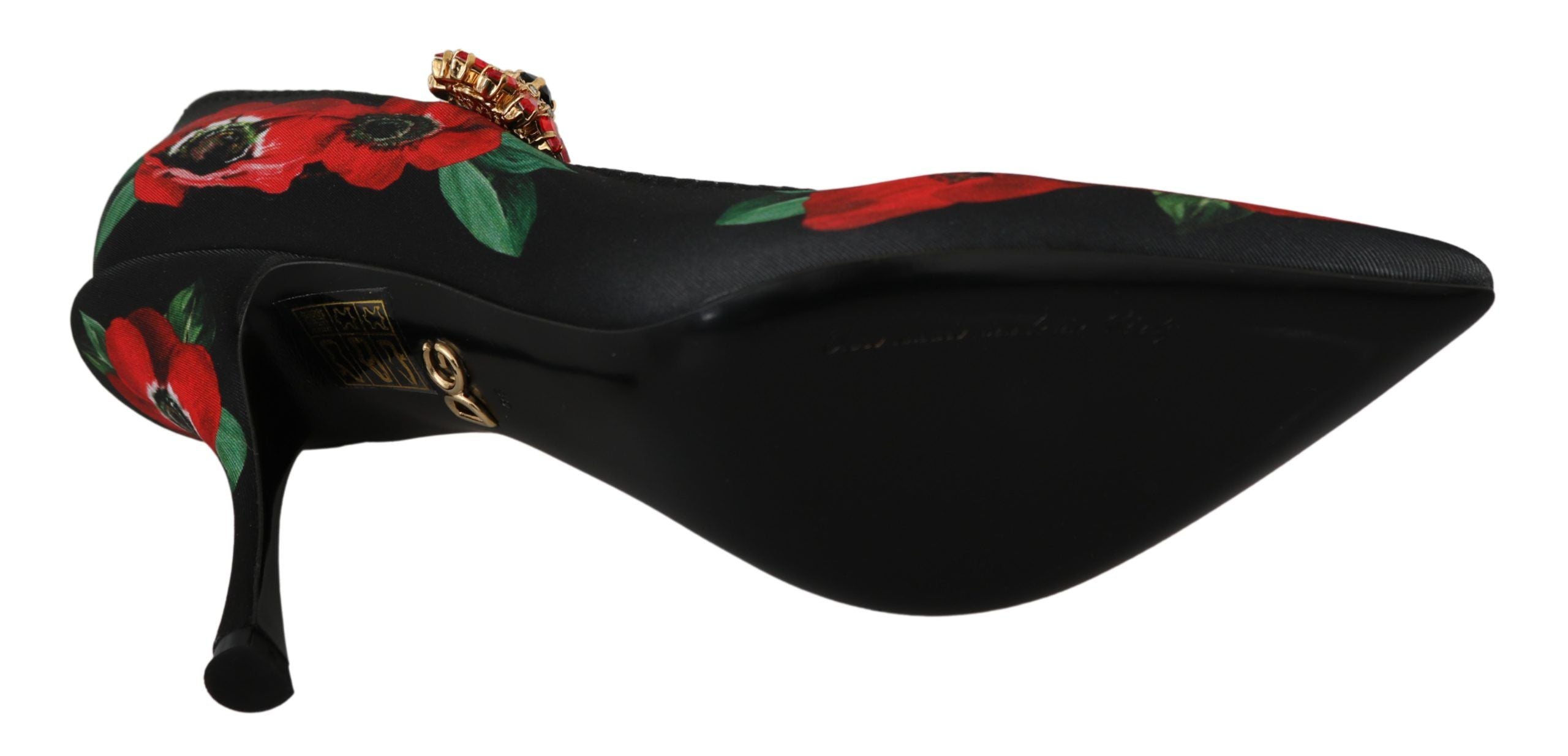 Dolce &amp; Gabbana черни червени флорални обувки Mary Janes