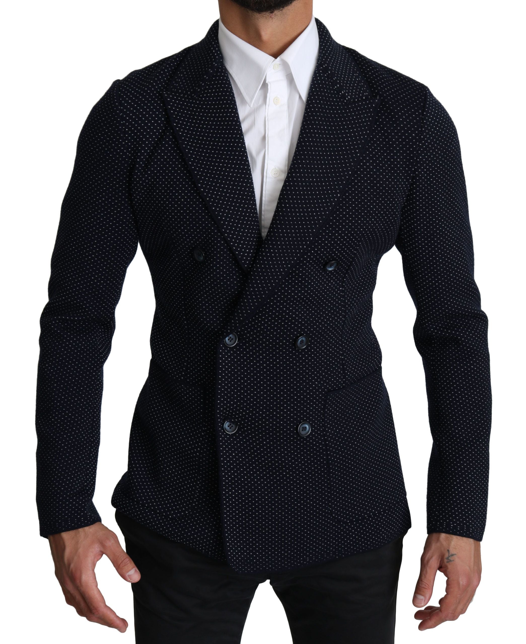 Dolce &amp; Gabbana Тъмносиньо сако с двуредно палто на точки