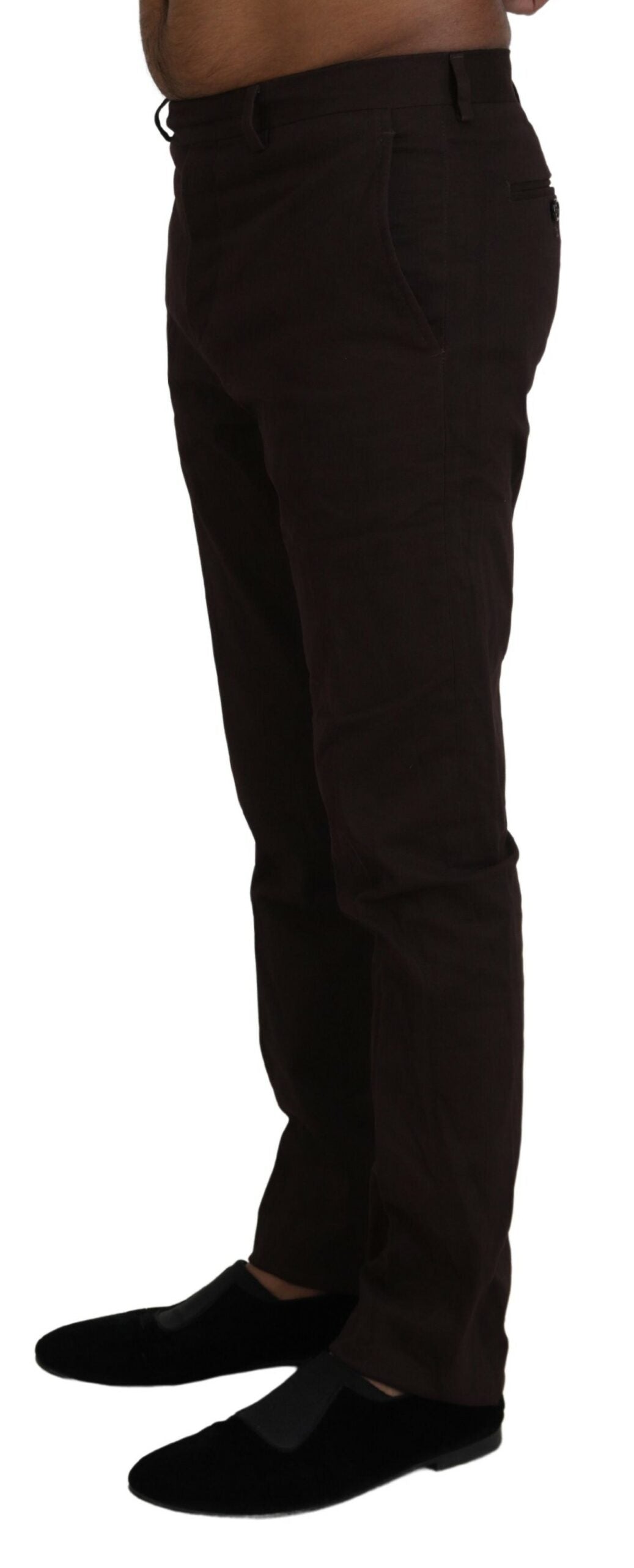 Кафяв памучен заострен официални мъжки панталони BENCIVENGA