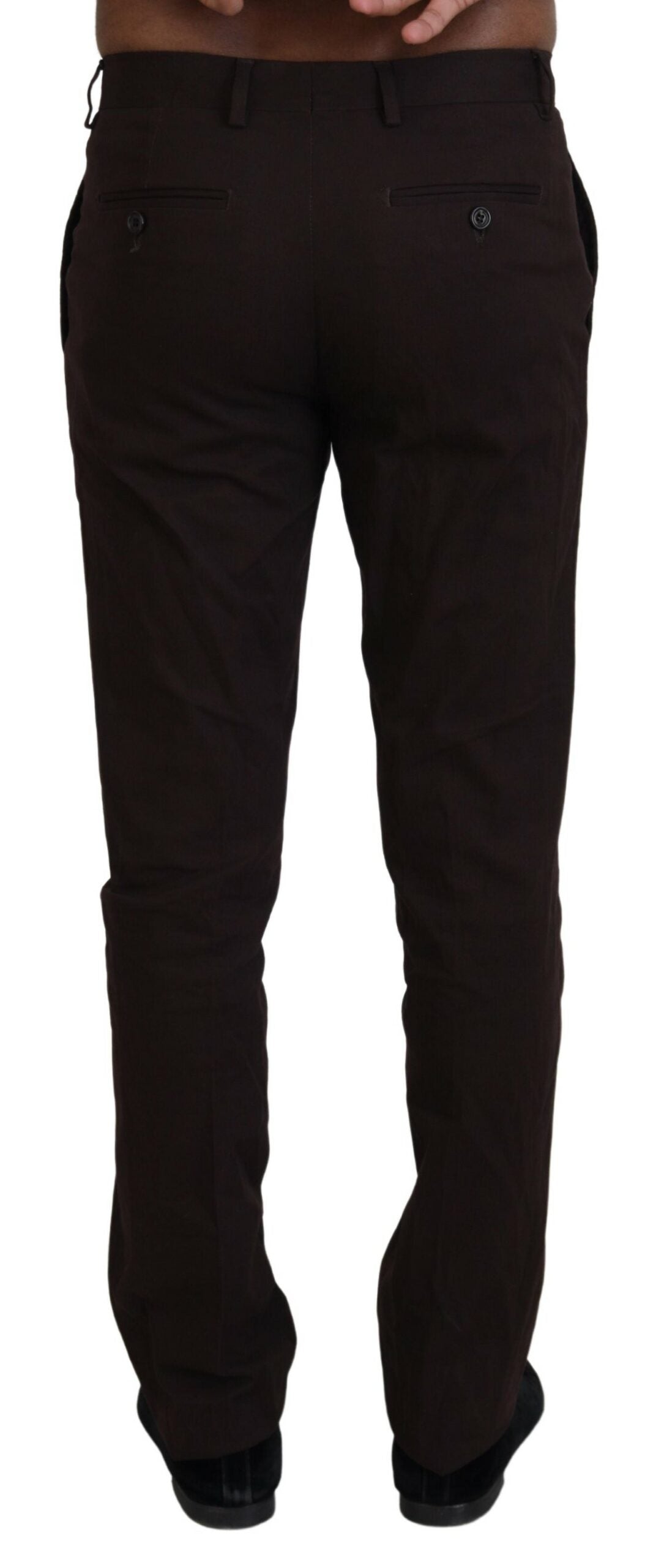 Кафяв памучен заострен официални мъжки панталони BENCIVENGA