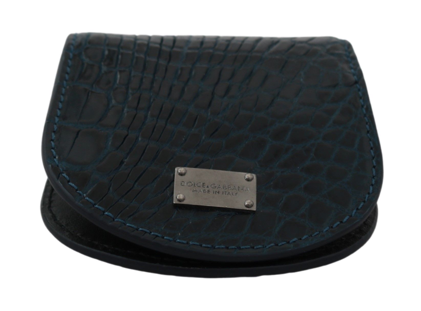 Dolce &amp; Gabbana Blue Exotic Skins Condom Case Pocket Holder