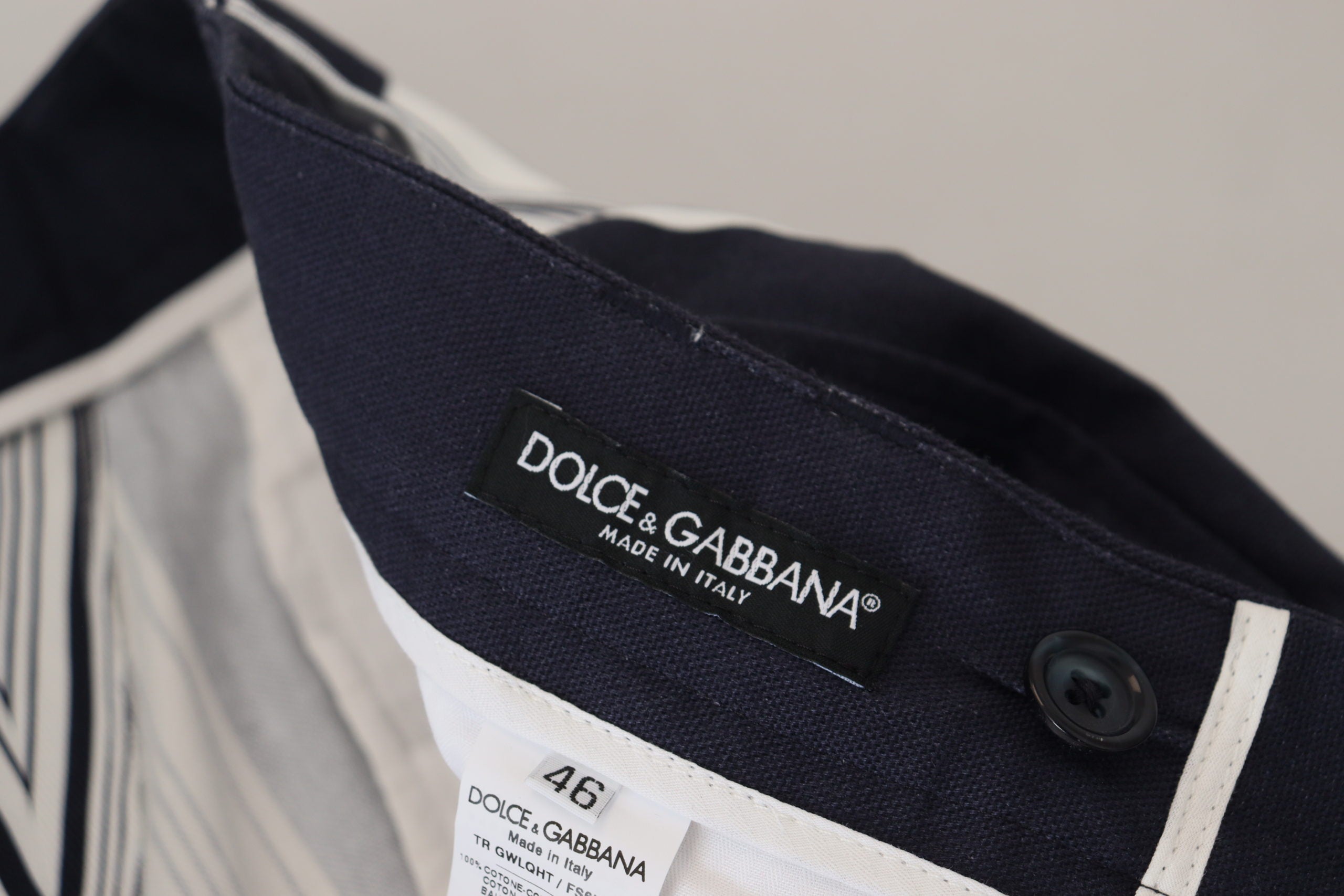 Бели памучни раирани панталони Dolce &amp; Gabbana
