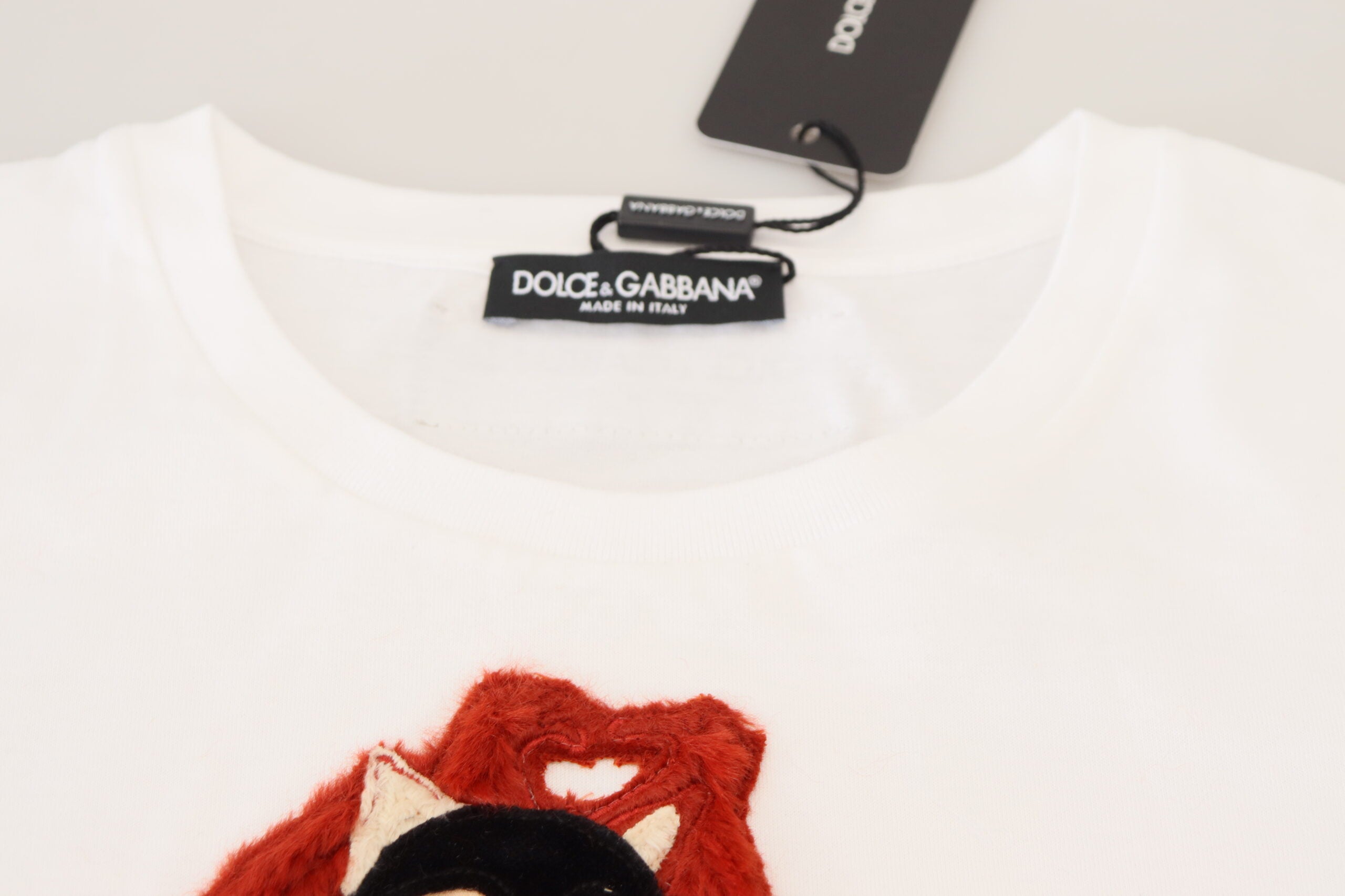 Горна тениска Dolce &amp; Gabbana с бял текстуриран къс ръкав