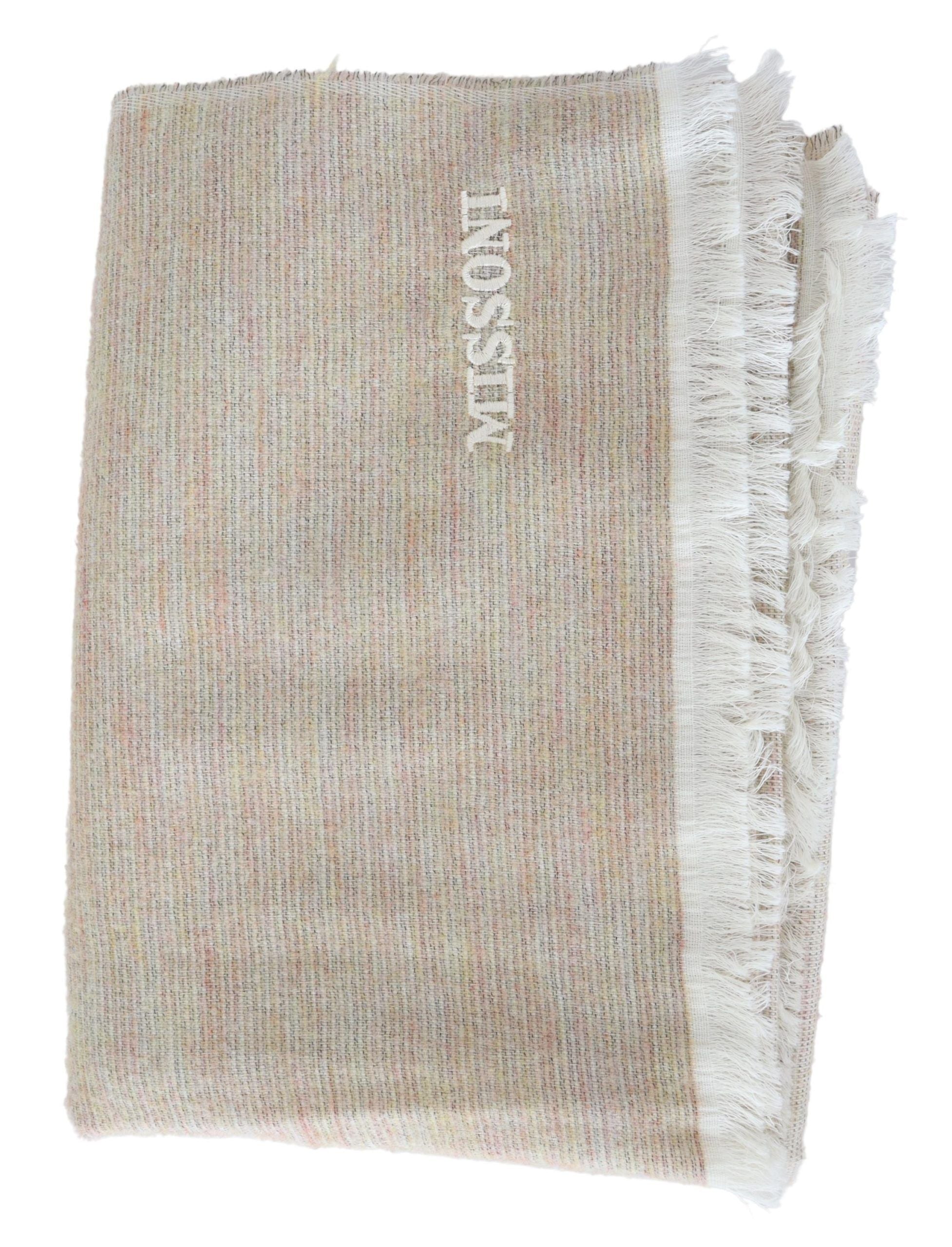 Многоцветен вълнен плетен шал с ресни на шия Missoni