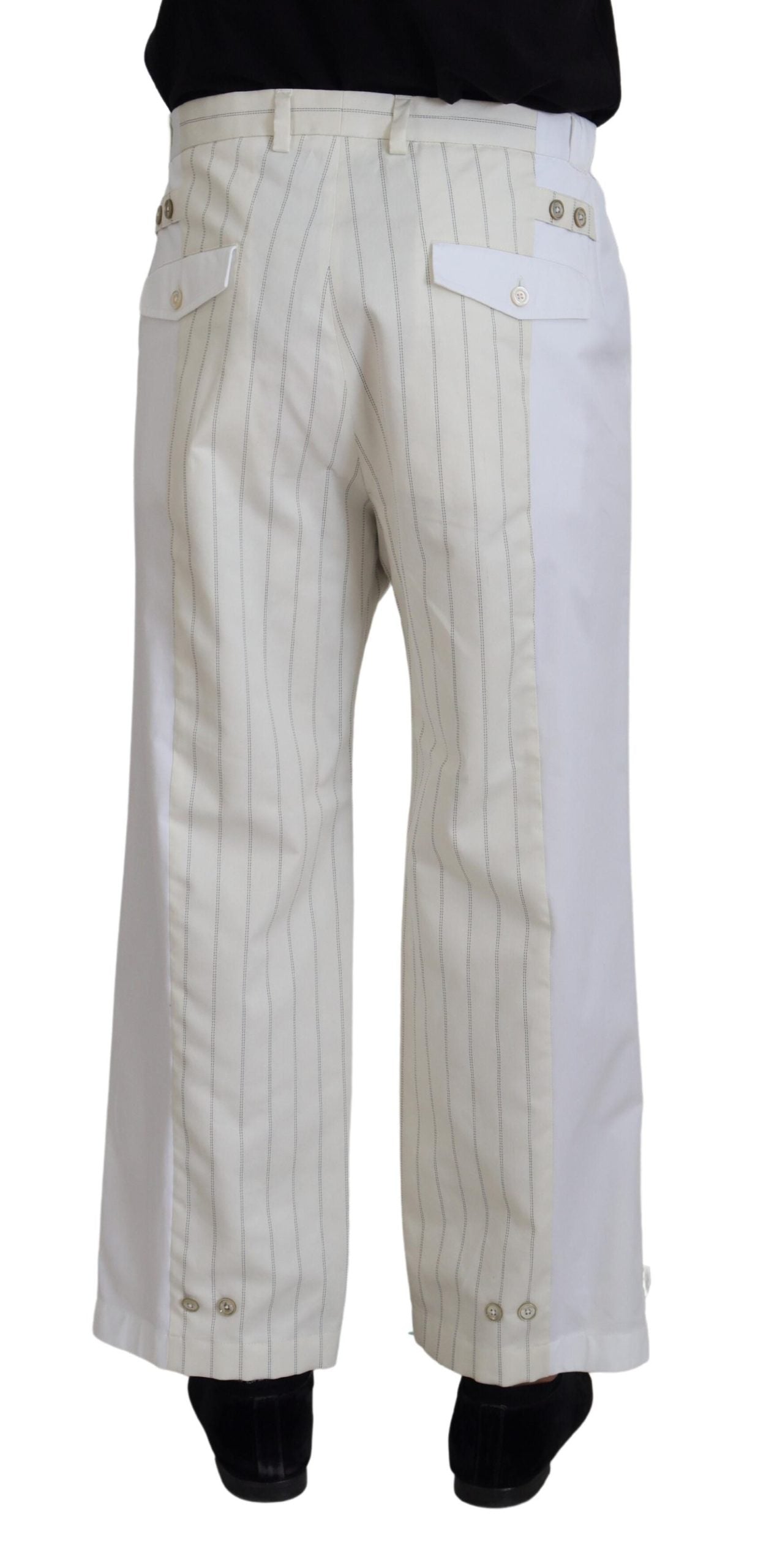 Dolce &amp; Gabbana Бял памучен официален панталон на райе