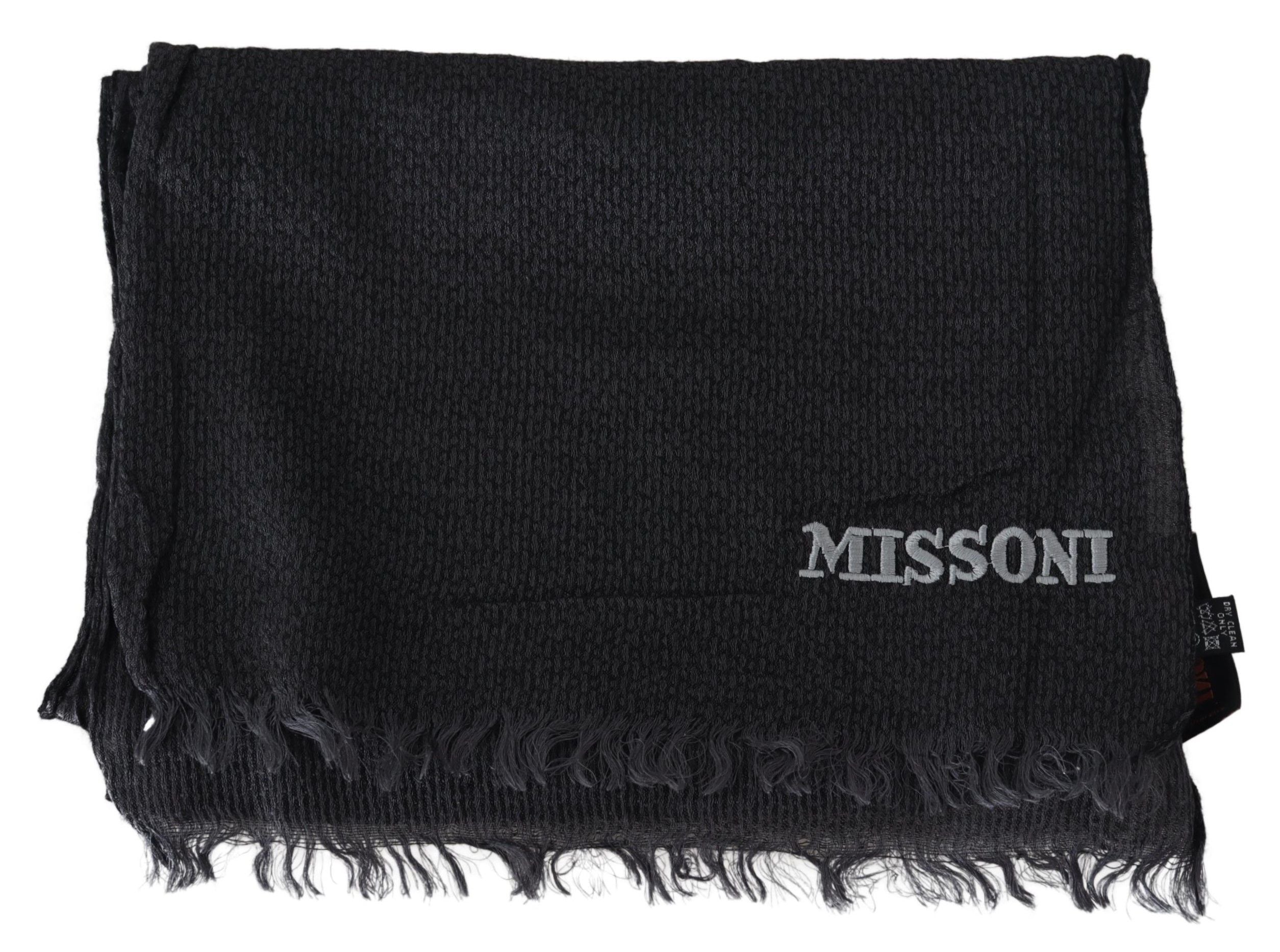 Missoni черен вълнен плетен унисекс шал за увиване на врата