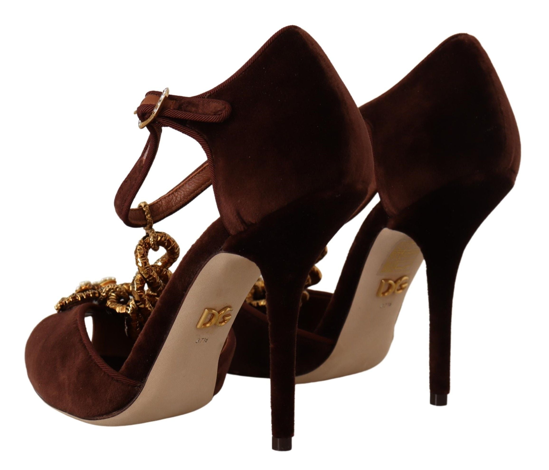 Dolce &amp; Gabbana кафяви обувки Coppar Devotion Heart Sandals