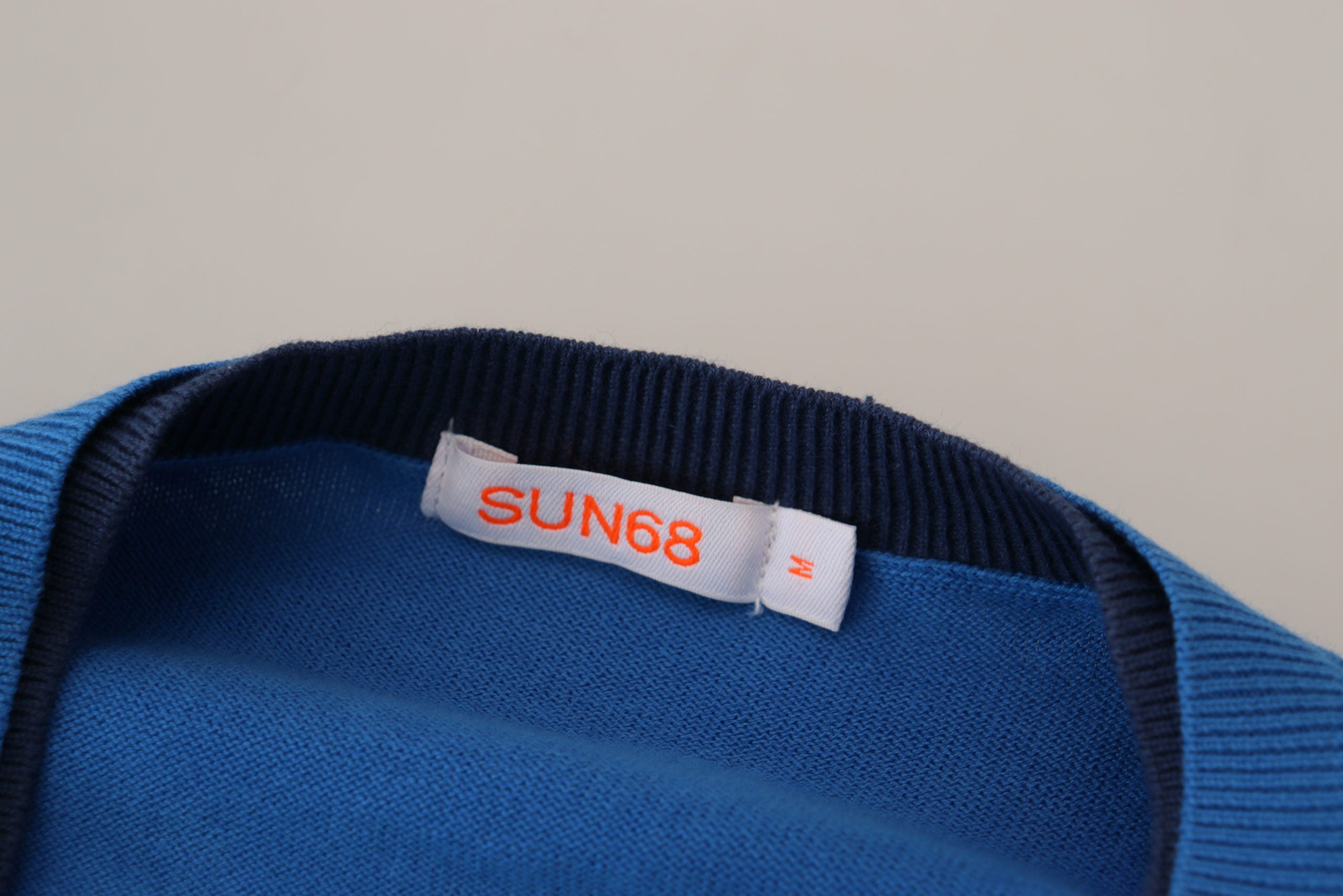 Sun68 Chic Blue Cotton Pullover Sweater