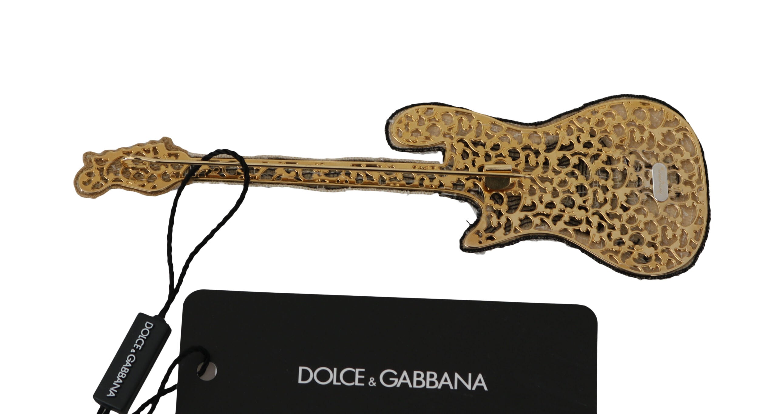 Dolce &amp; Gabbana златна месингова брошка за игла за китара с мъниста
