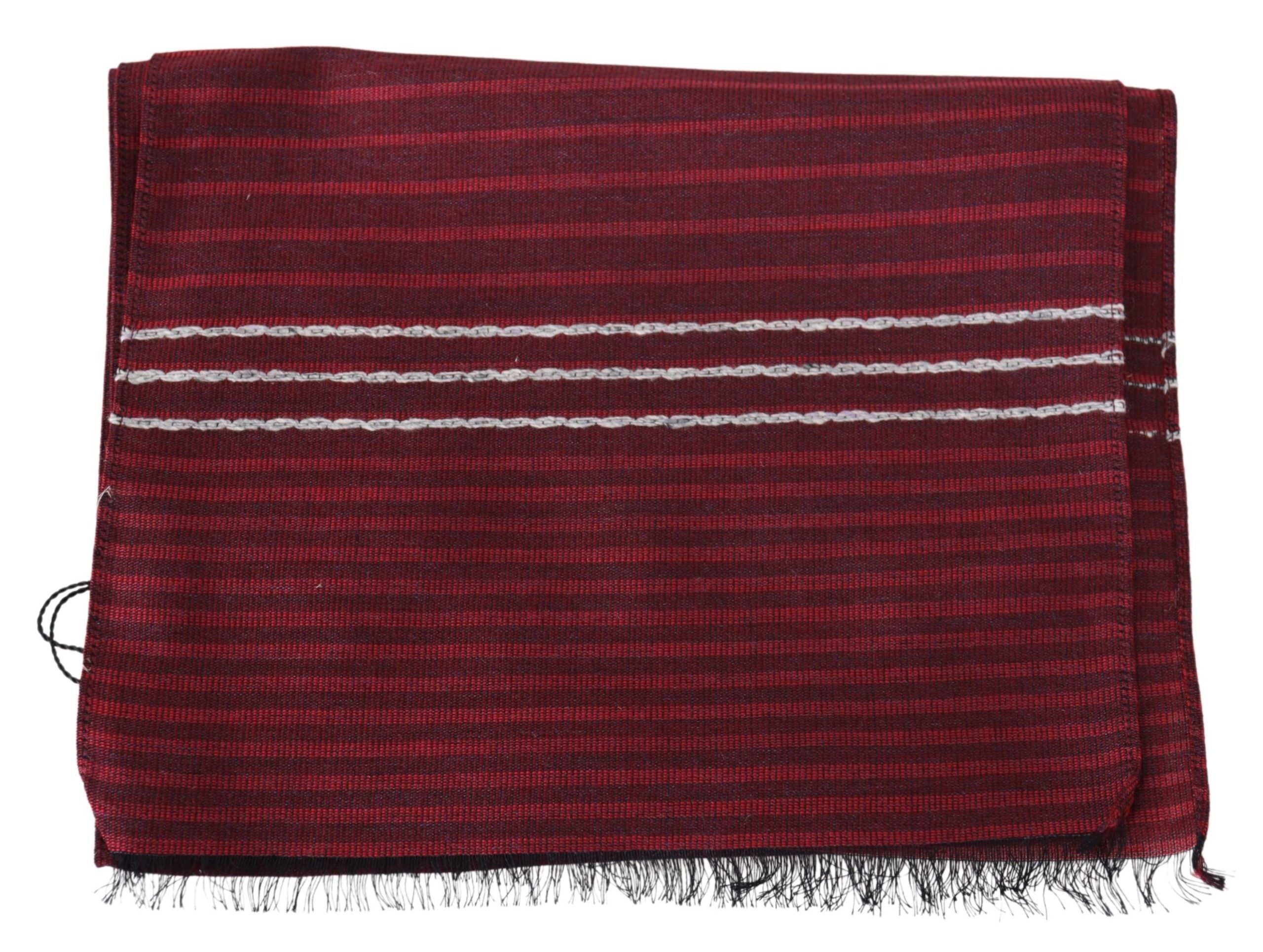 Missoni Червен вълнен раиран унисекс шал с шал с ресни