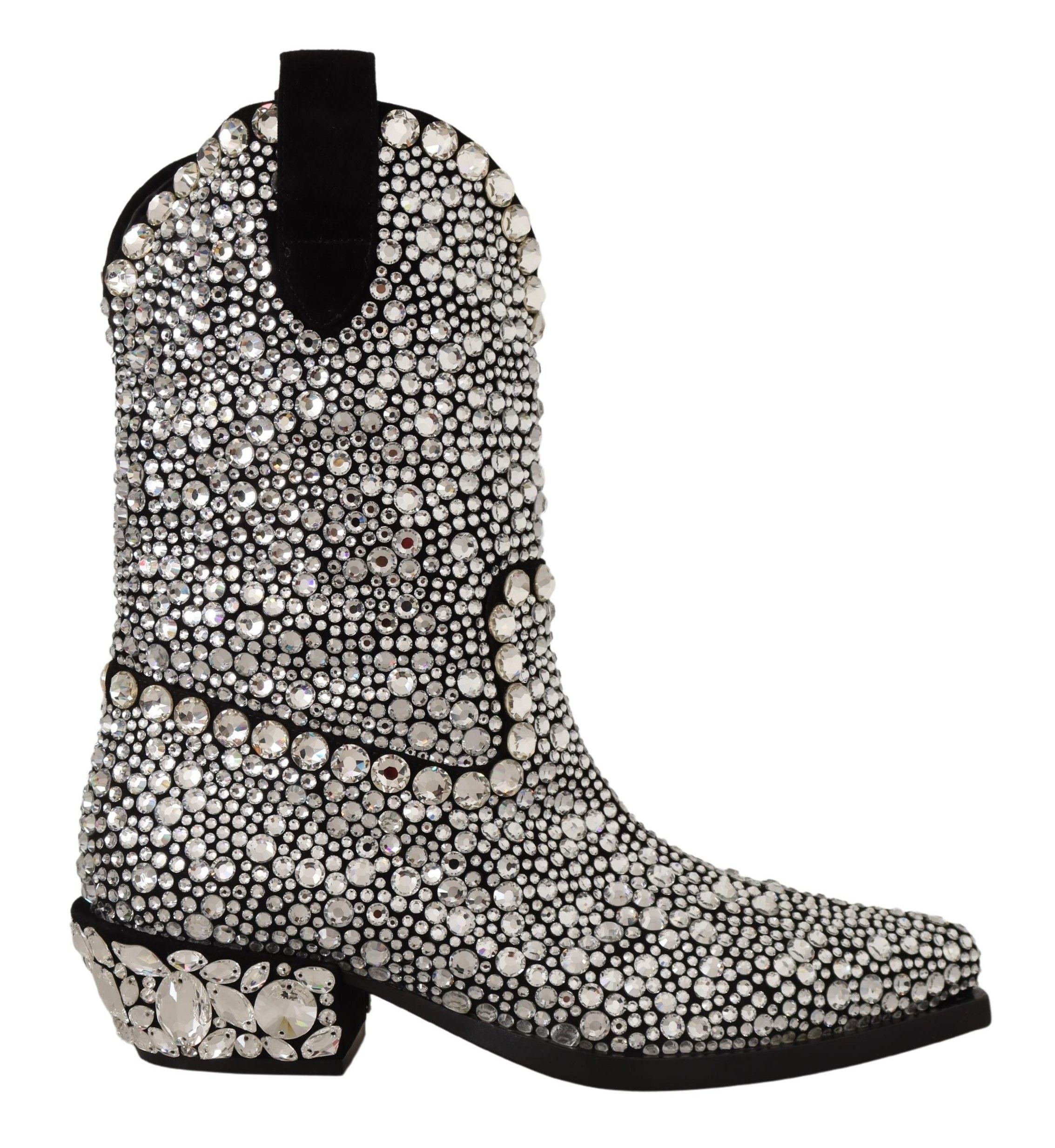 Dolce &amp; Gabbana Черни велурени ботуши Crystal Cowgirl