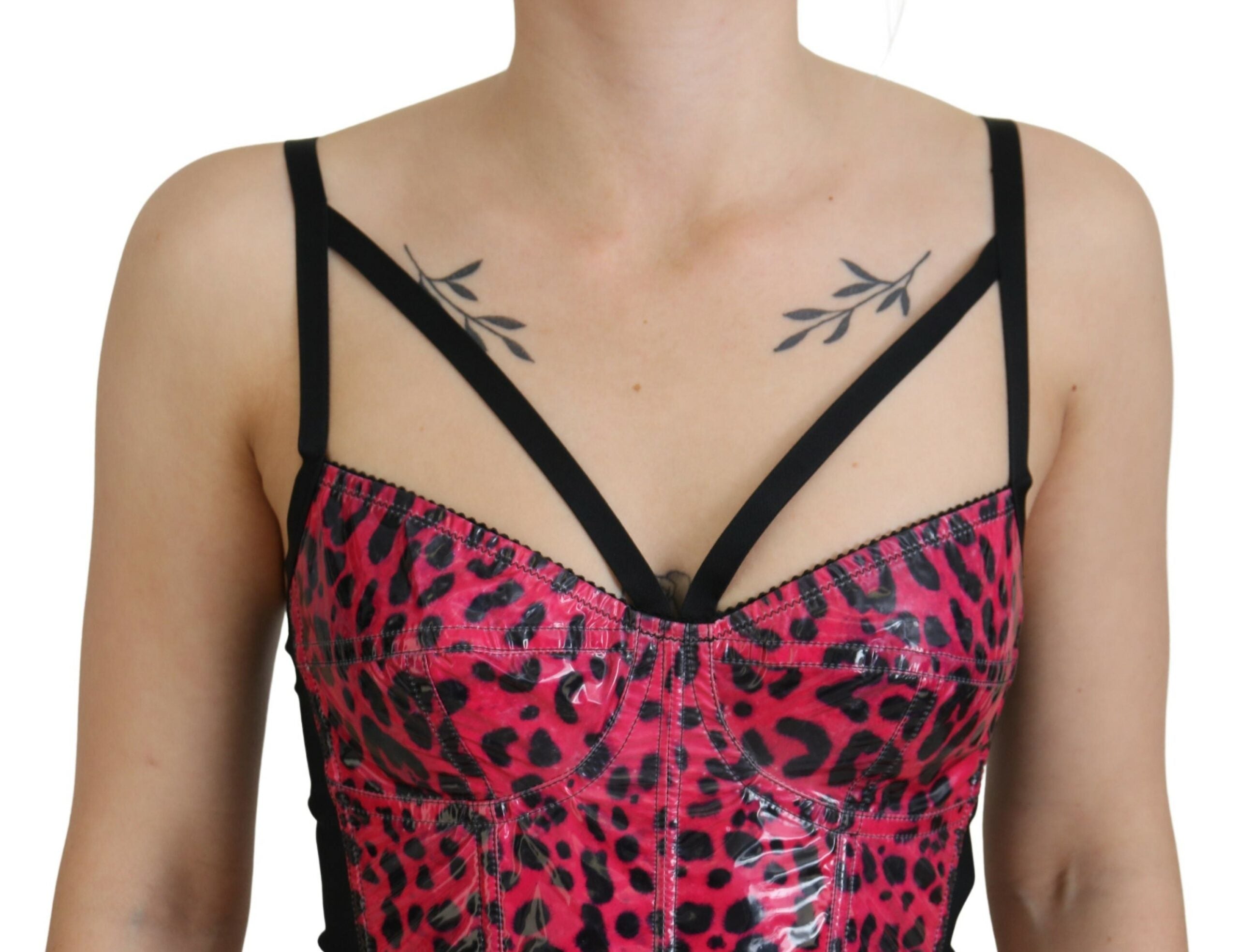 Dolce &amp; Gabbana Розов леопардов принт с изрязан корсет с бюстие