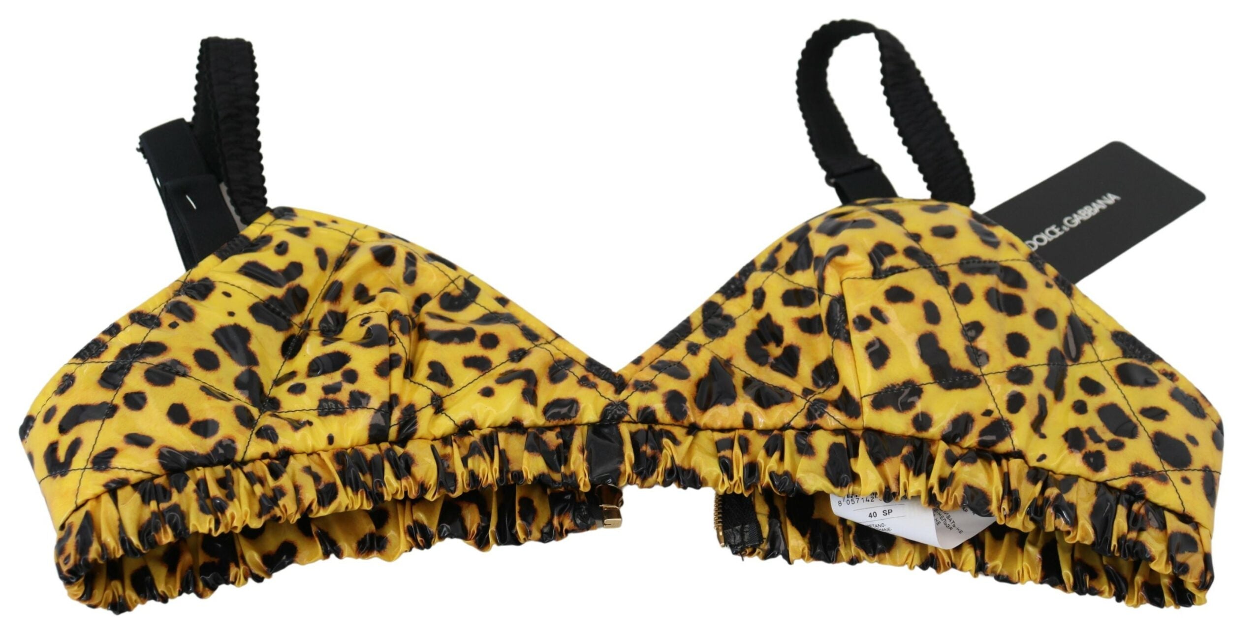Dolce &amp; Gabbana Жълто леопардово изрязано бюстие с корсет и сутиен