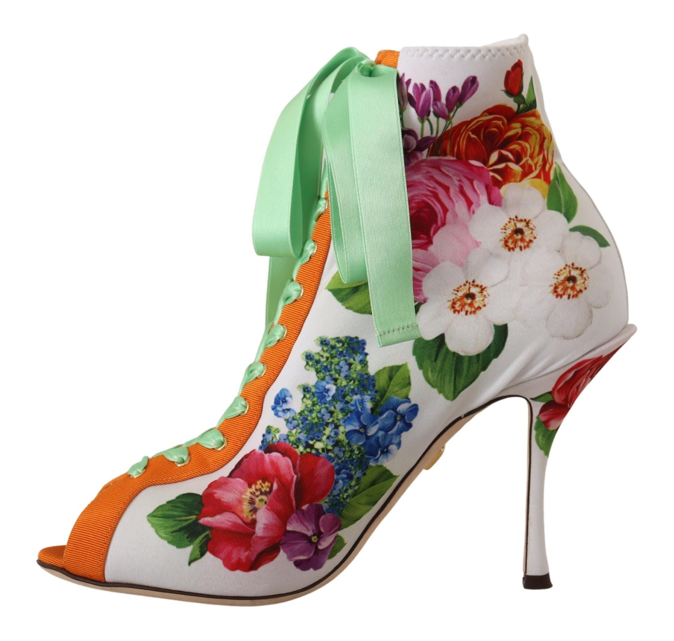 Dolce &amp; Gabbana Бяло трико Еластични ботуши Отворени пръсти Обувки на ток
