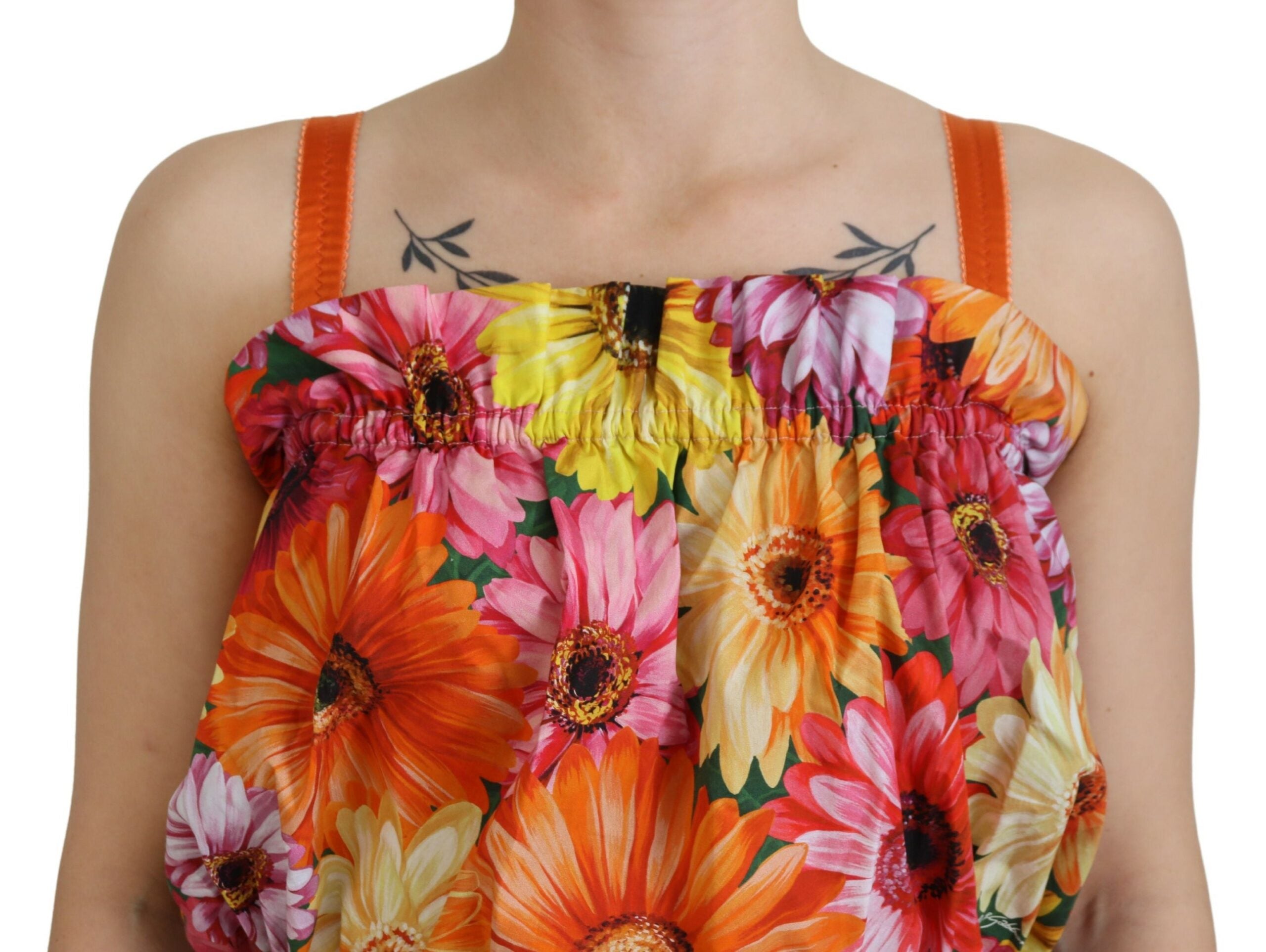 Блуза Dolce &amp; Gabbana Скъсен памучен потник на цветя