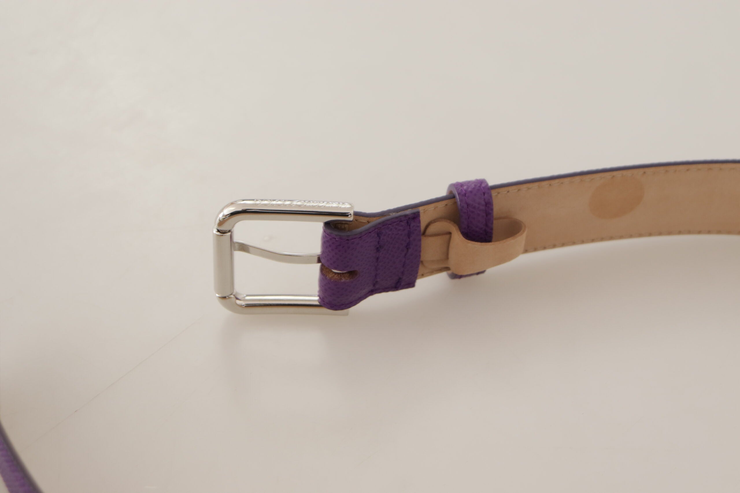 Dolce & Gabbana Elegant Purple Leather Belt with Logo Buckle