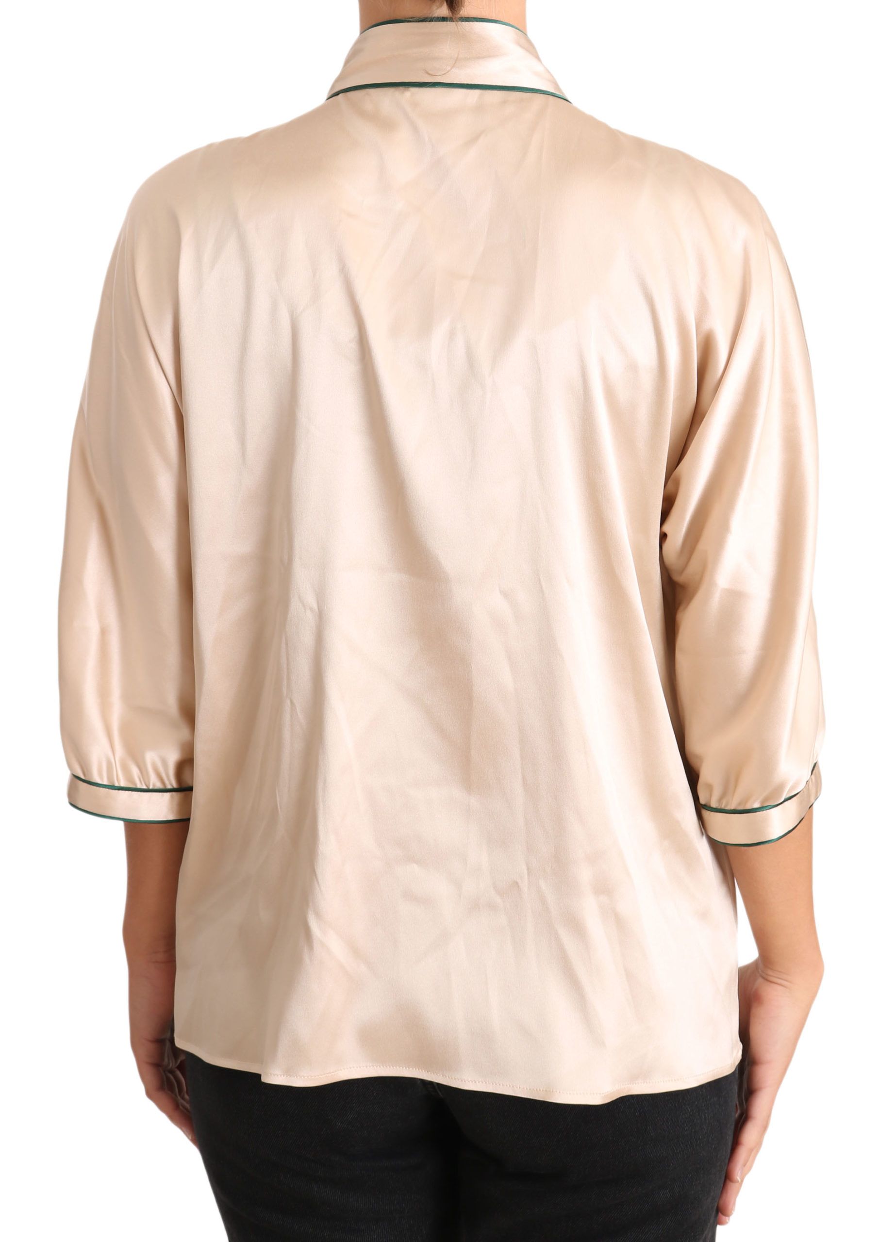 Dolce &amp; Gabbana бежова копринена еластична горна блуза