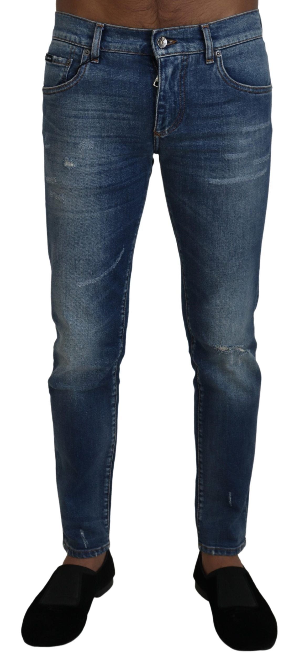 Dolce &amp; Gabbana Blue Wash Cotton Stretch Skinny Denim Jeans