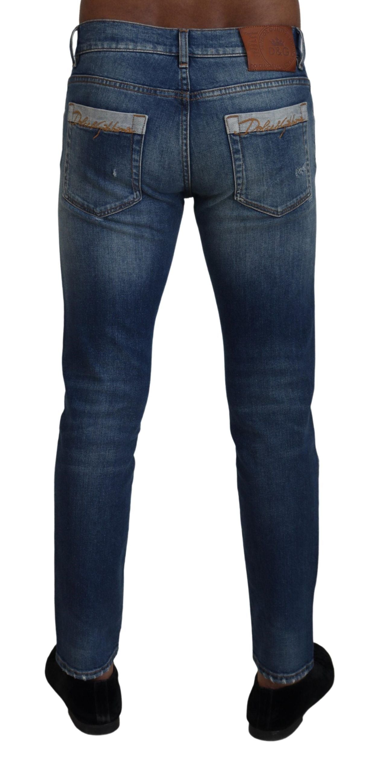 Dolce &amp; Gabbana Blue Wash Cotton Stretch Skinny Denim Jeans