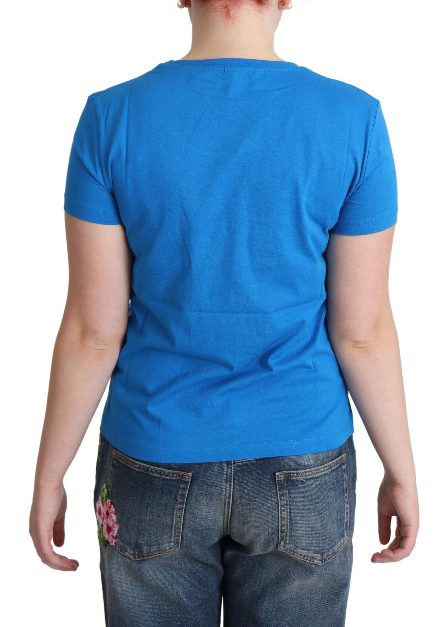 Синя памучна тениска с принт Come Play 4 Us на Moschino